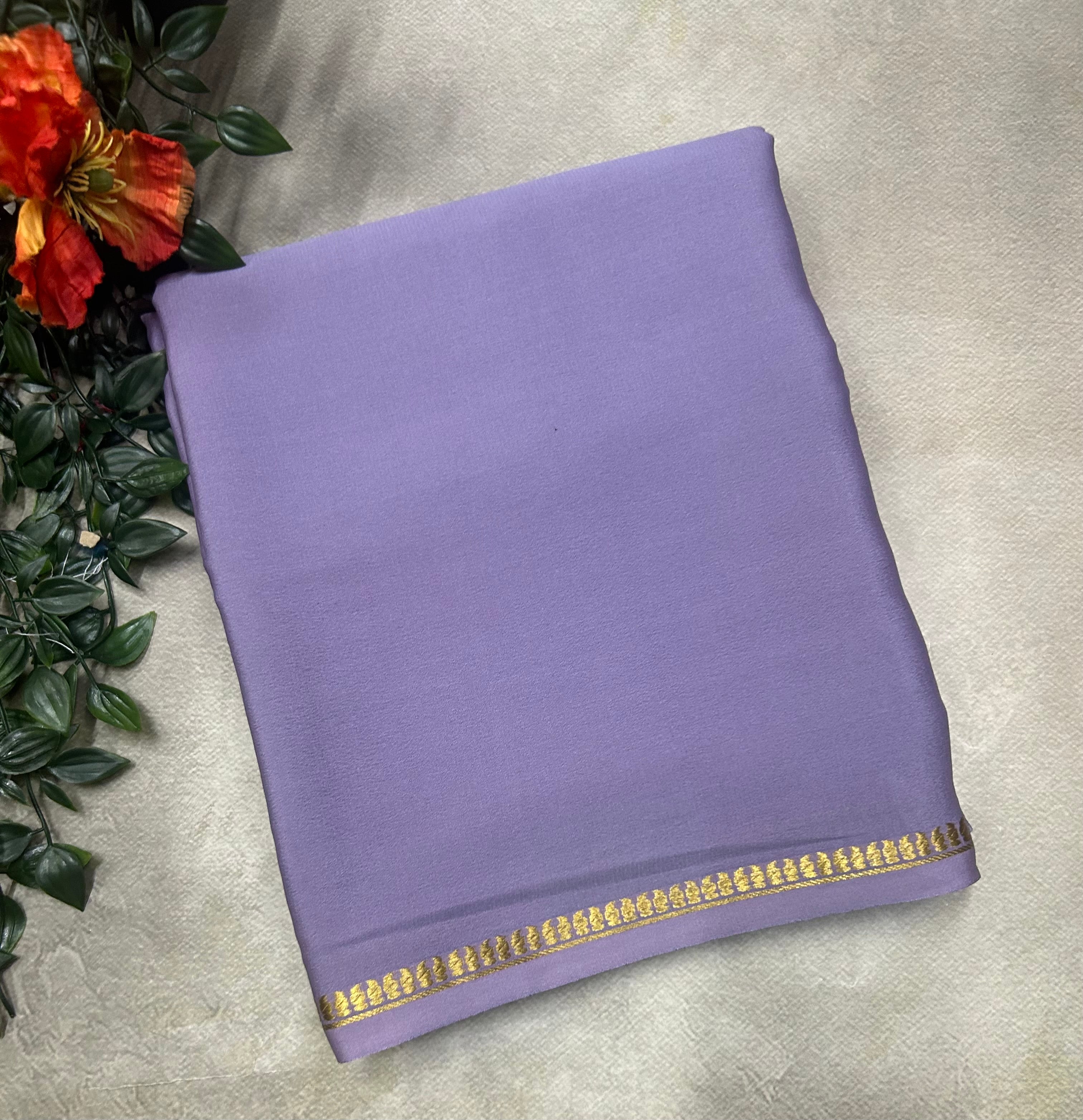 Pastel purple small border pure Mysore silk 105 saree