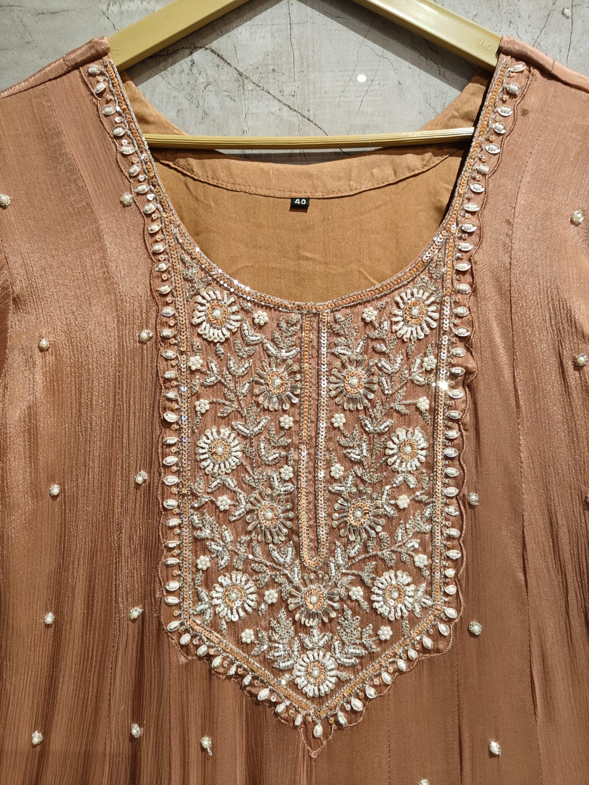 Anarkali chinnon handwork party ware Kurtha 567