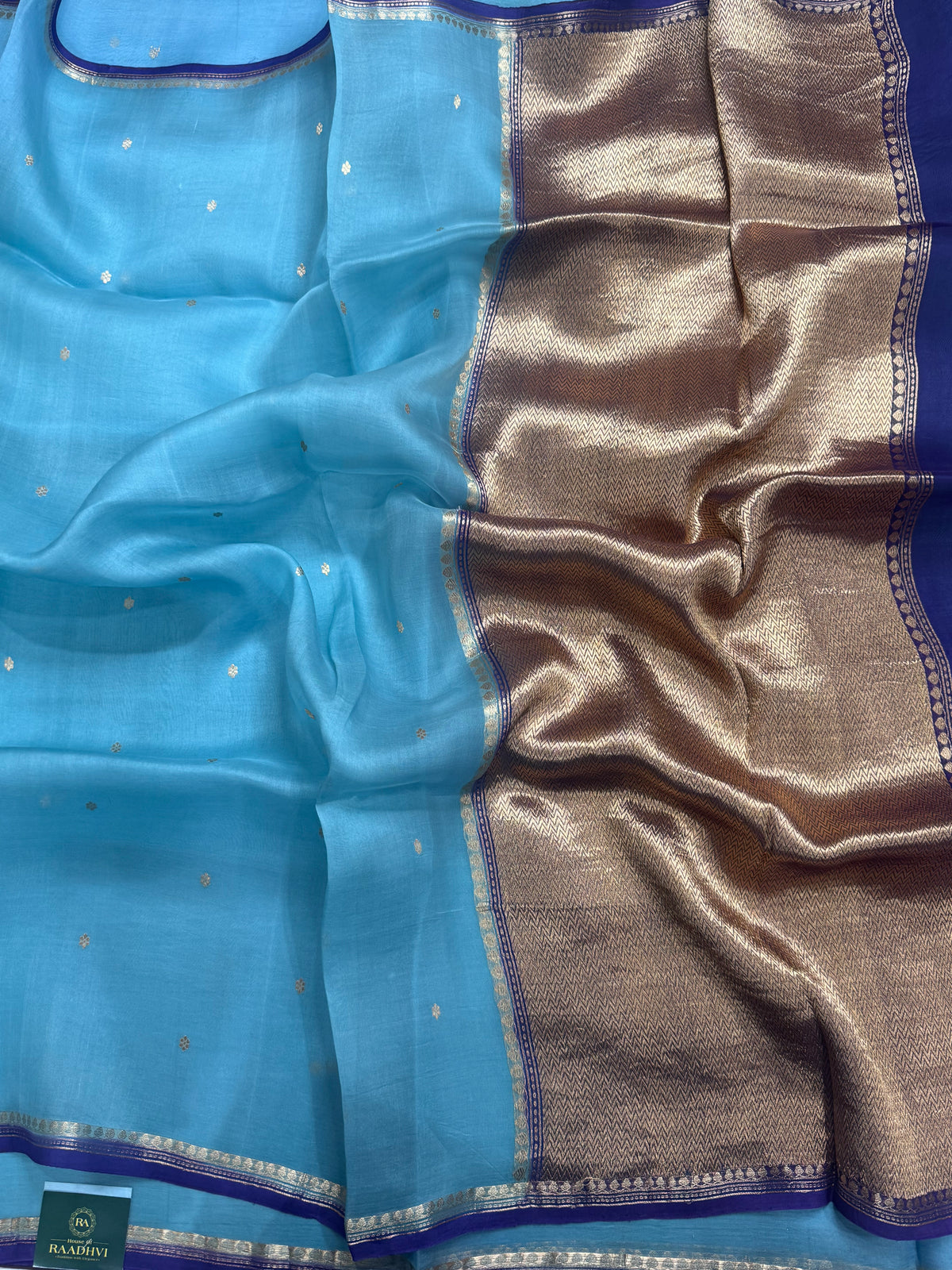 Pastel blue n purple pure Kora Organza Saree 111
