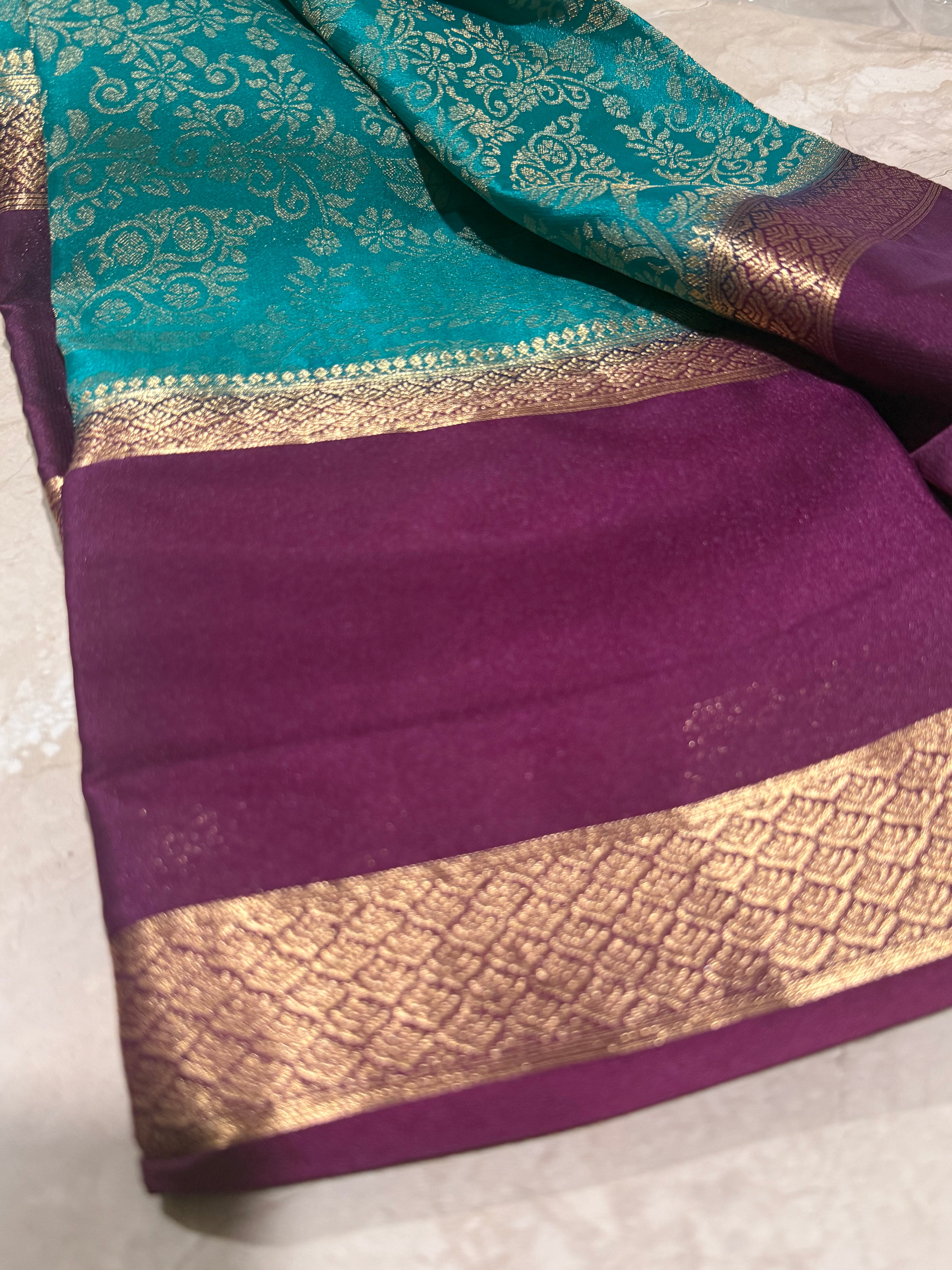 Blue Brocade Semi Mysore Silk Saree 108 (Copy 3)