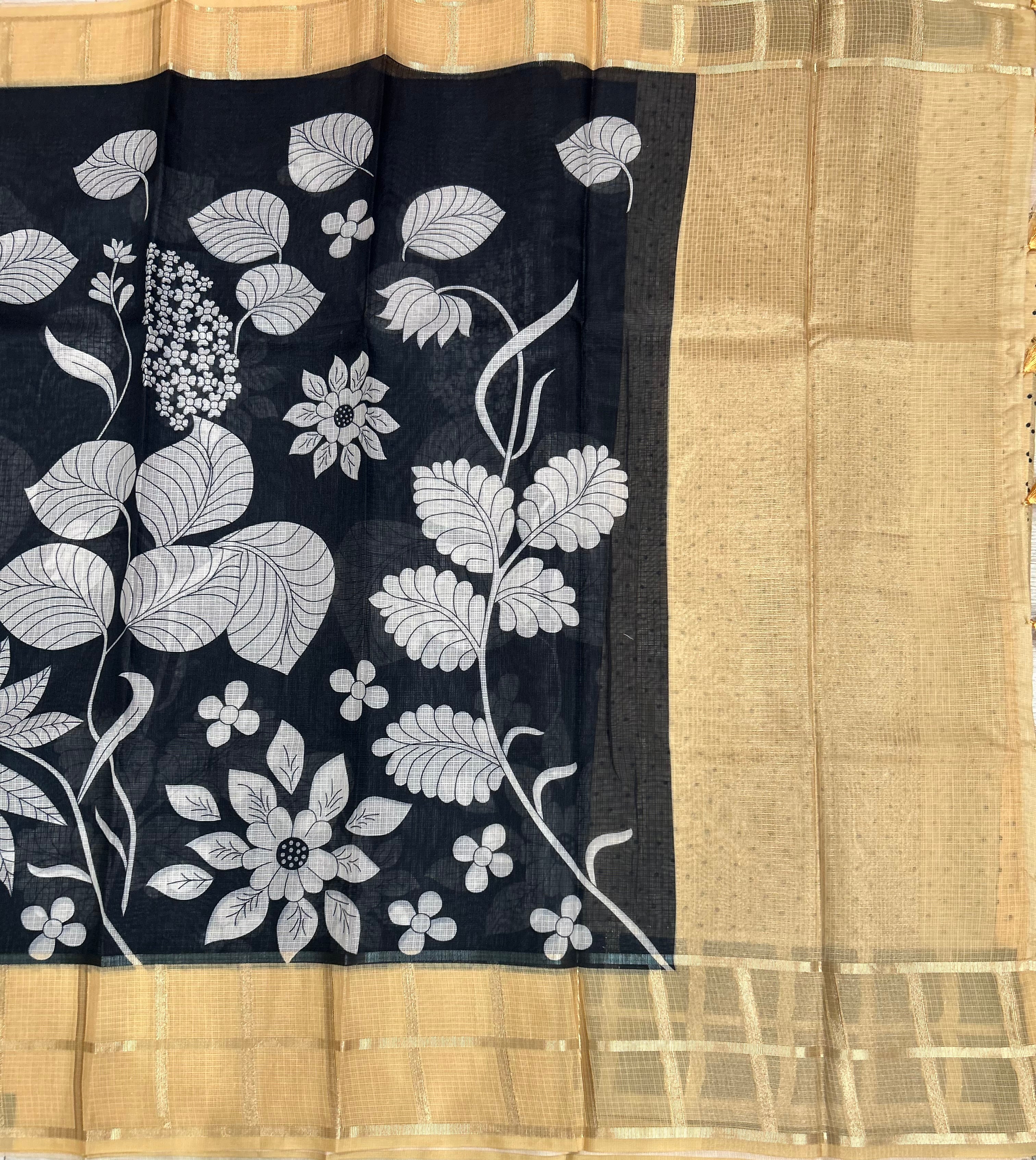 Black n peach Kota checks 103 saree