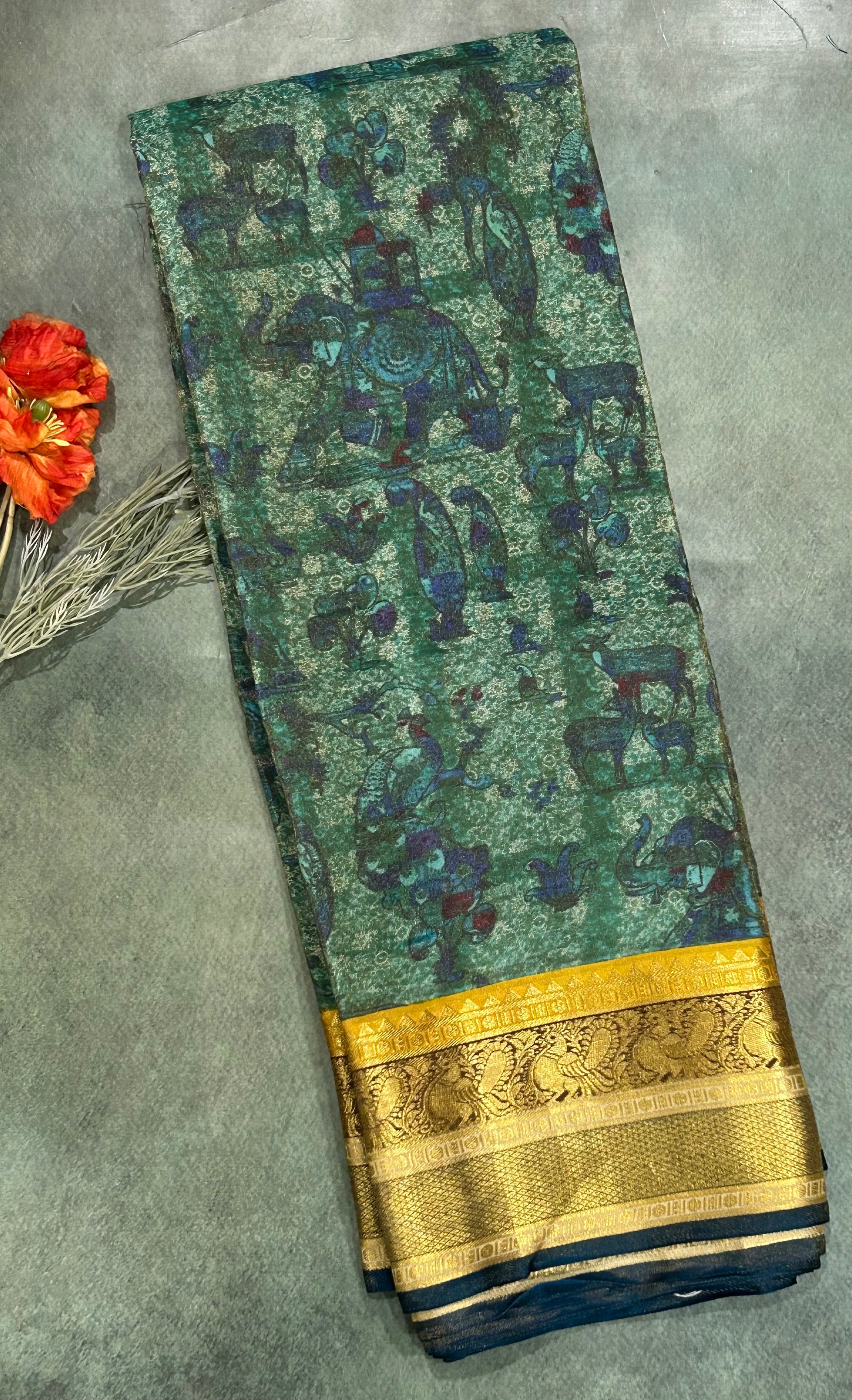 Green  printing mistake 103 saree