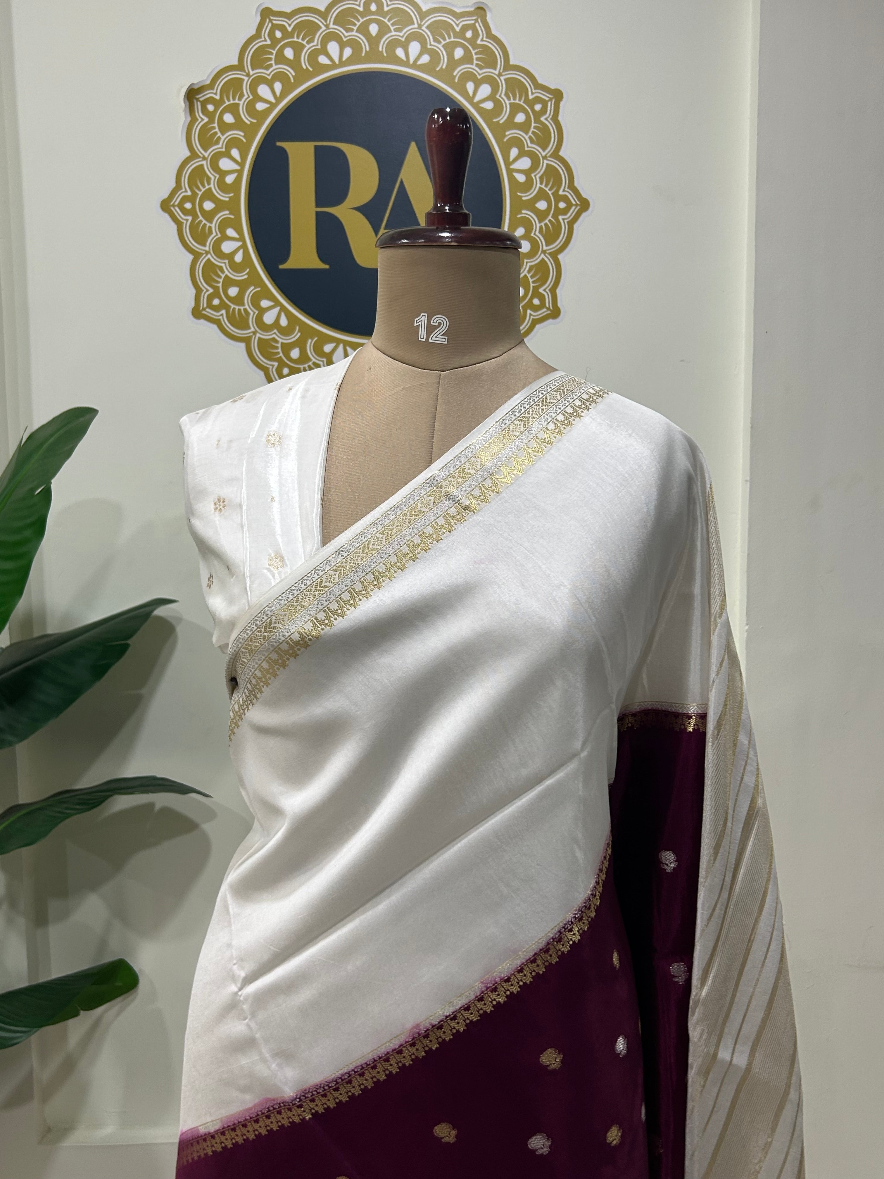 White n wine premium semi mysore-12 crepe saree