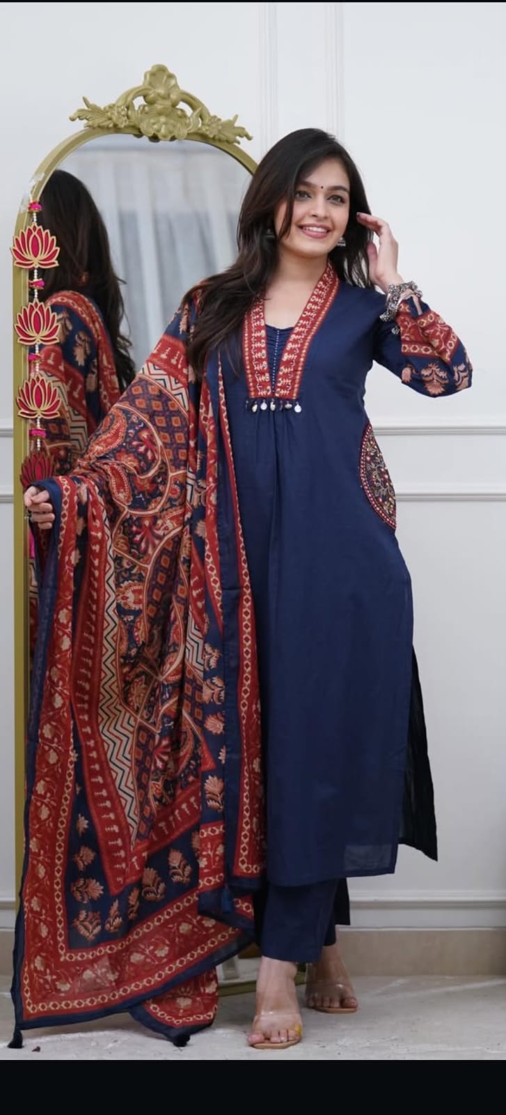 Blue Cotton Straight Fit Kurtha 59