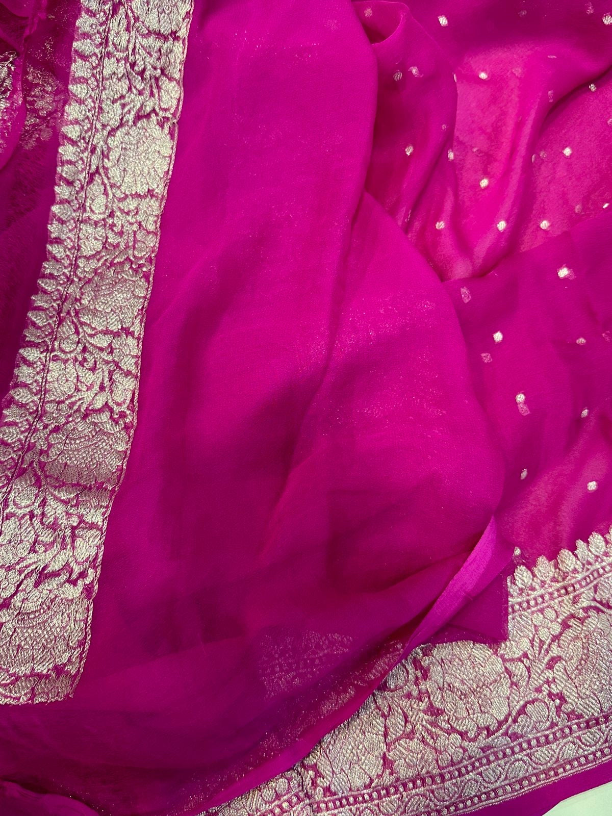 Pink 1000 butta benaras pure chiffon