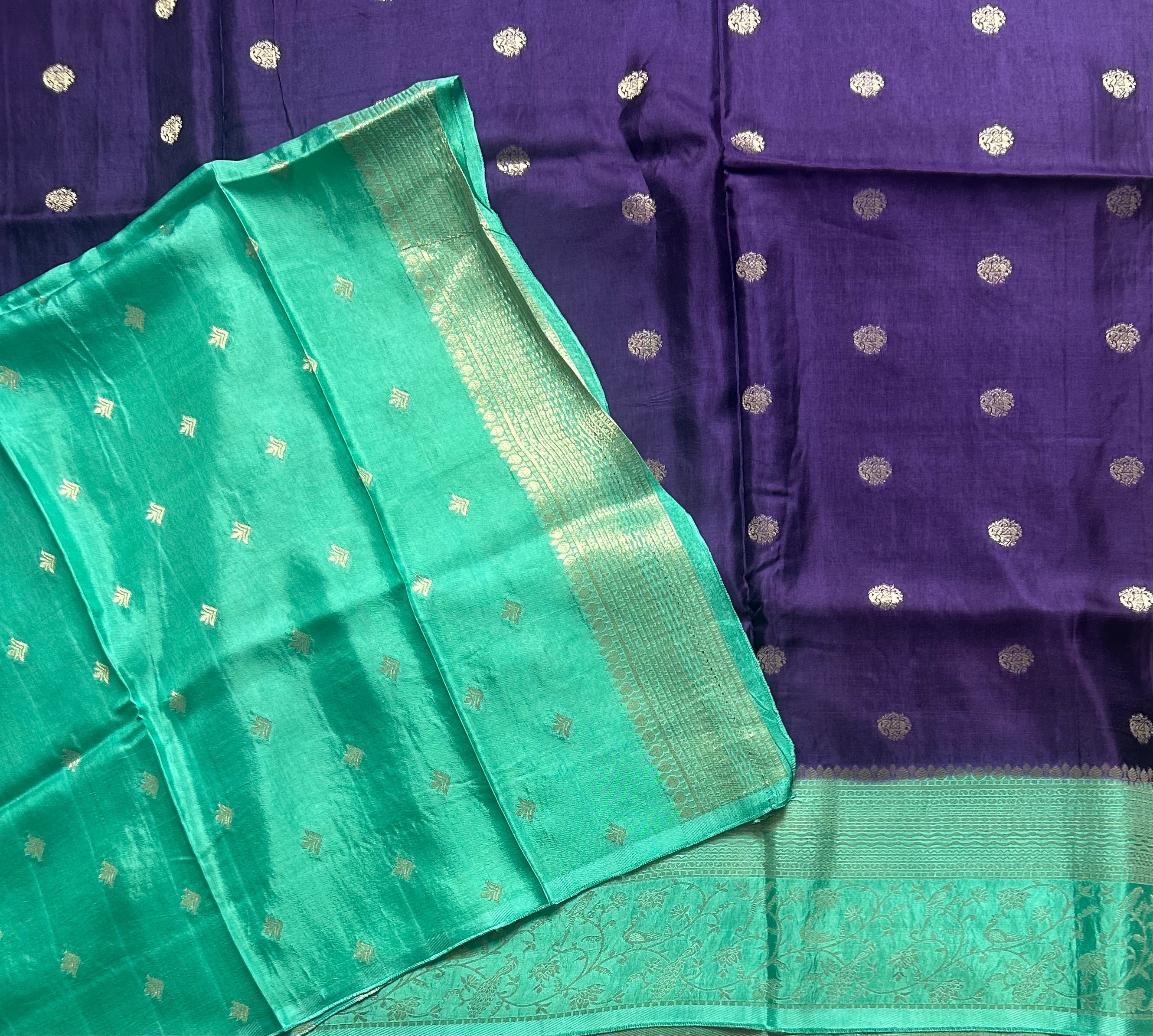 Purple small Butta satin crepe 103 saree