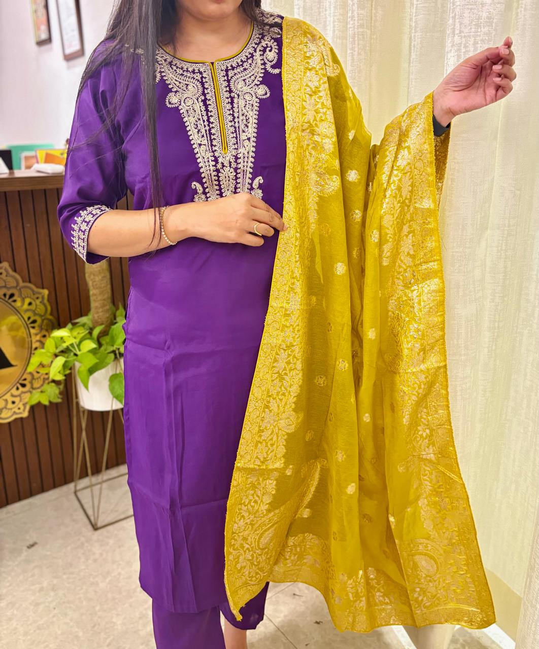 11 Purple  Kurtha Suit set