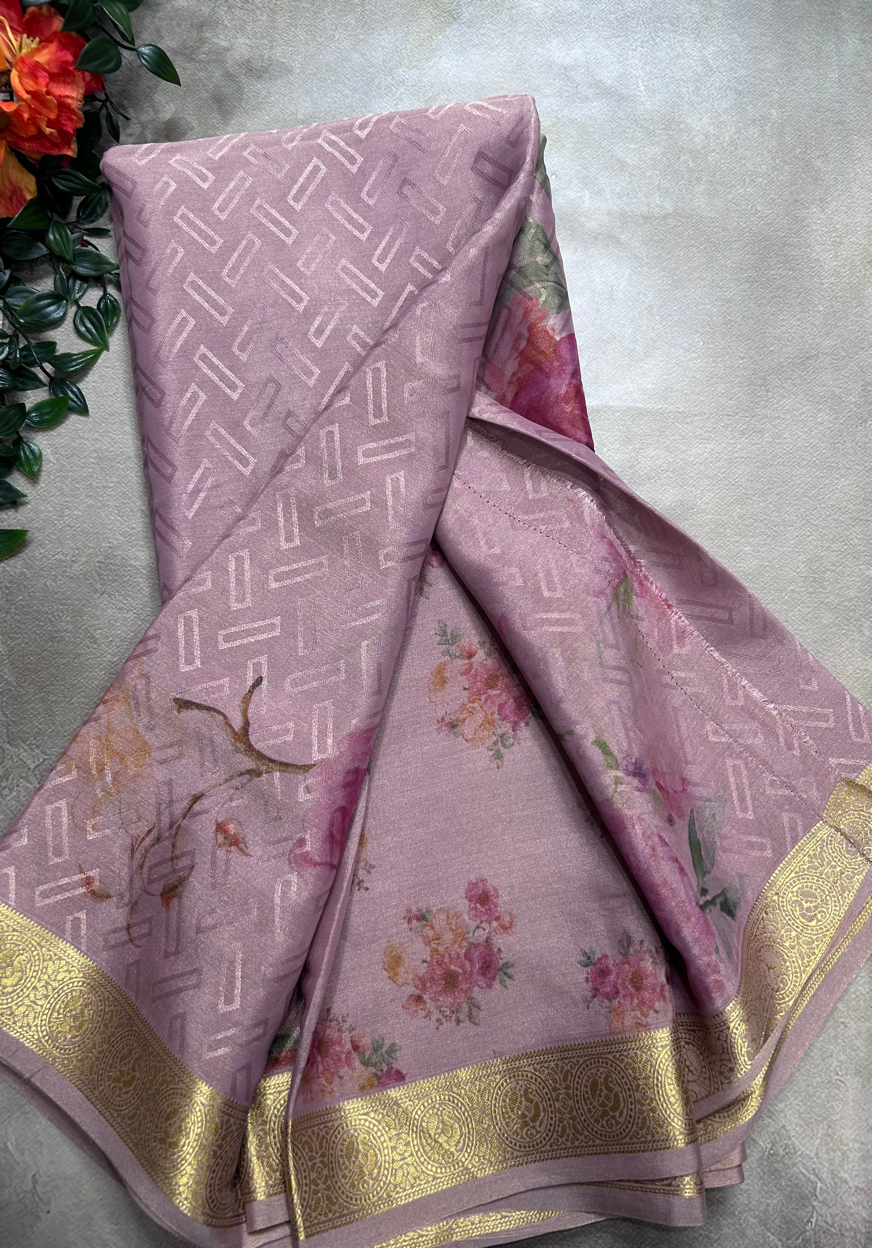 Multicolour digital print pure mysore silk saree(DMS106)