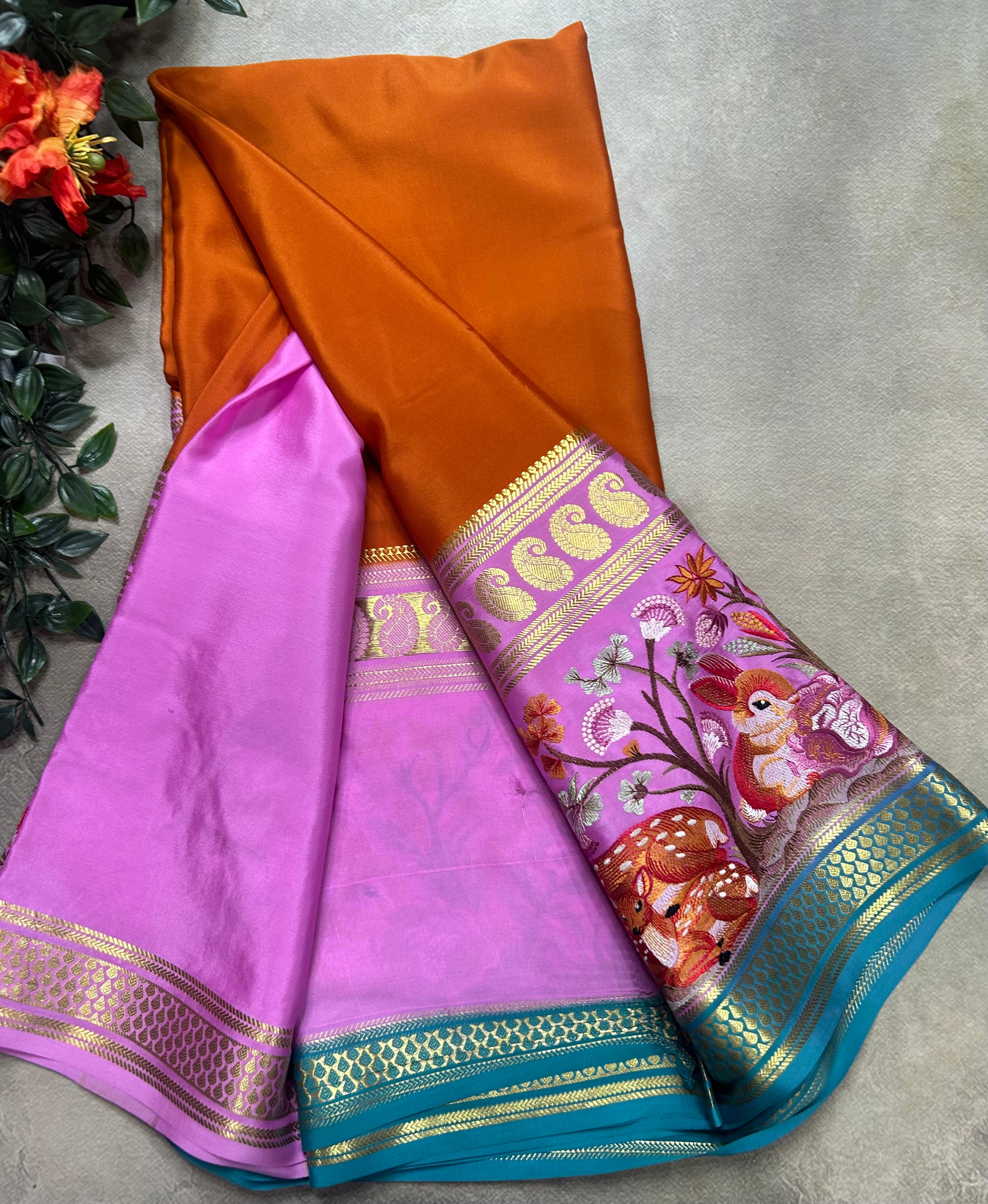 3D embroidery pure mysore silk-105 saree