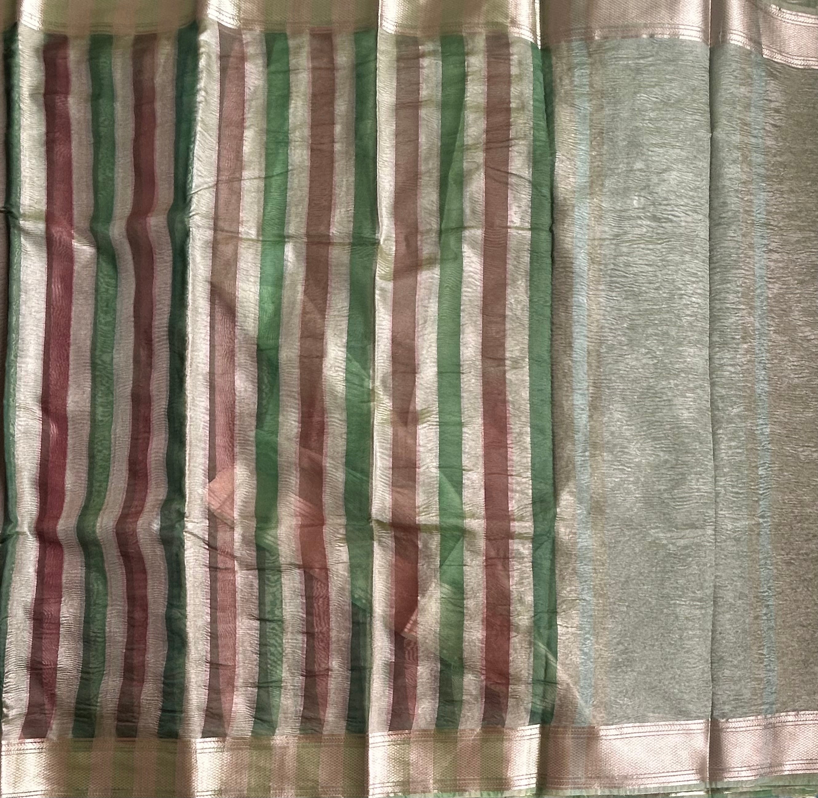 Multicolour stripes semi tissue saree