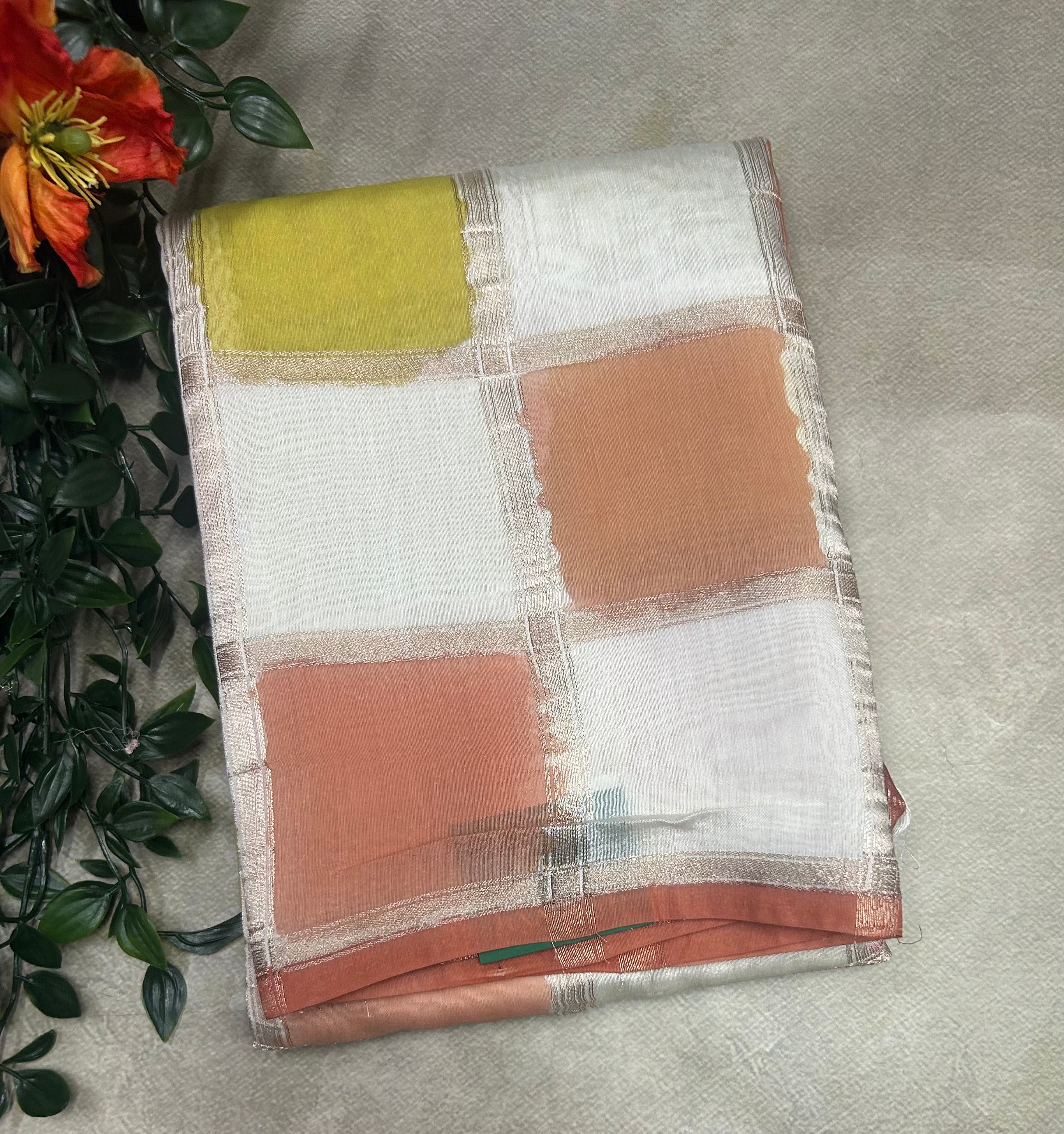Rankart soft tussar crepe checks 105 saree