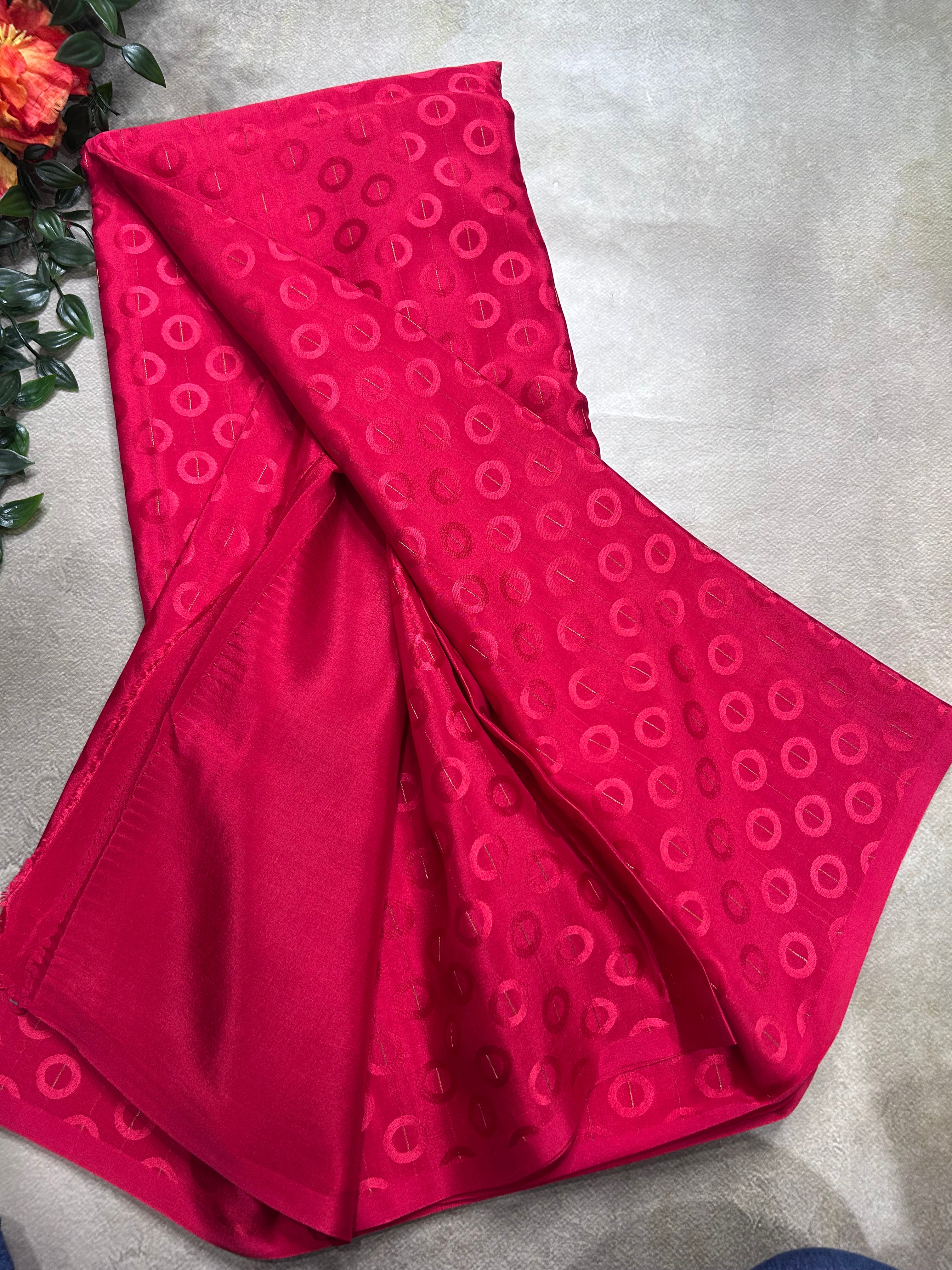 Red embossed Butta pure mysore silk saree(DMS106)