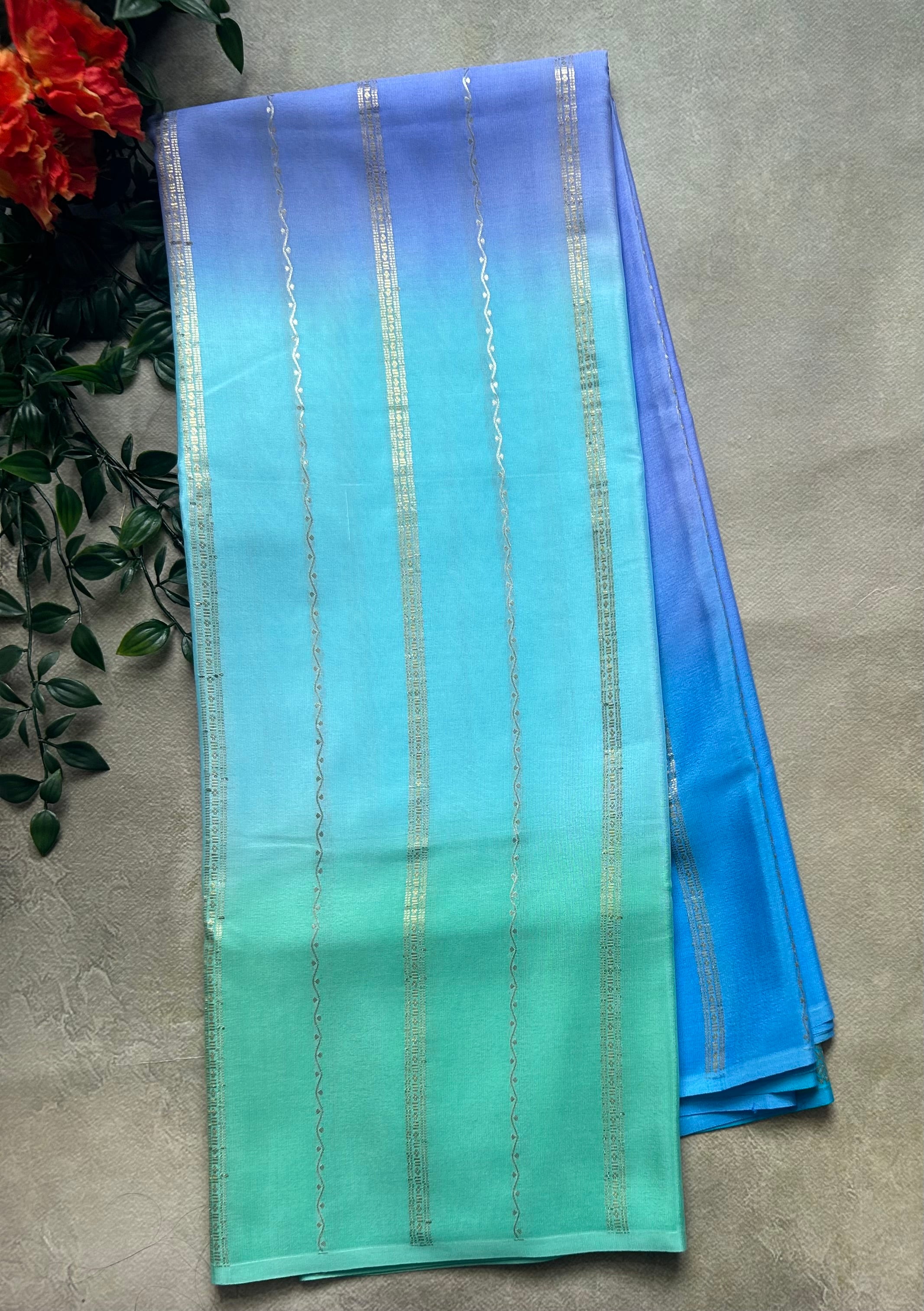 Rankart-103 borderless pure mysore crepe silk saree