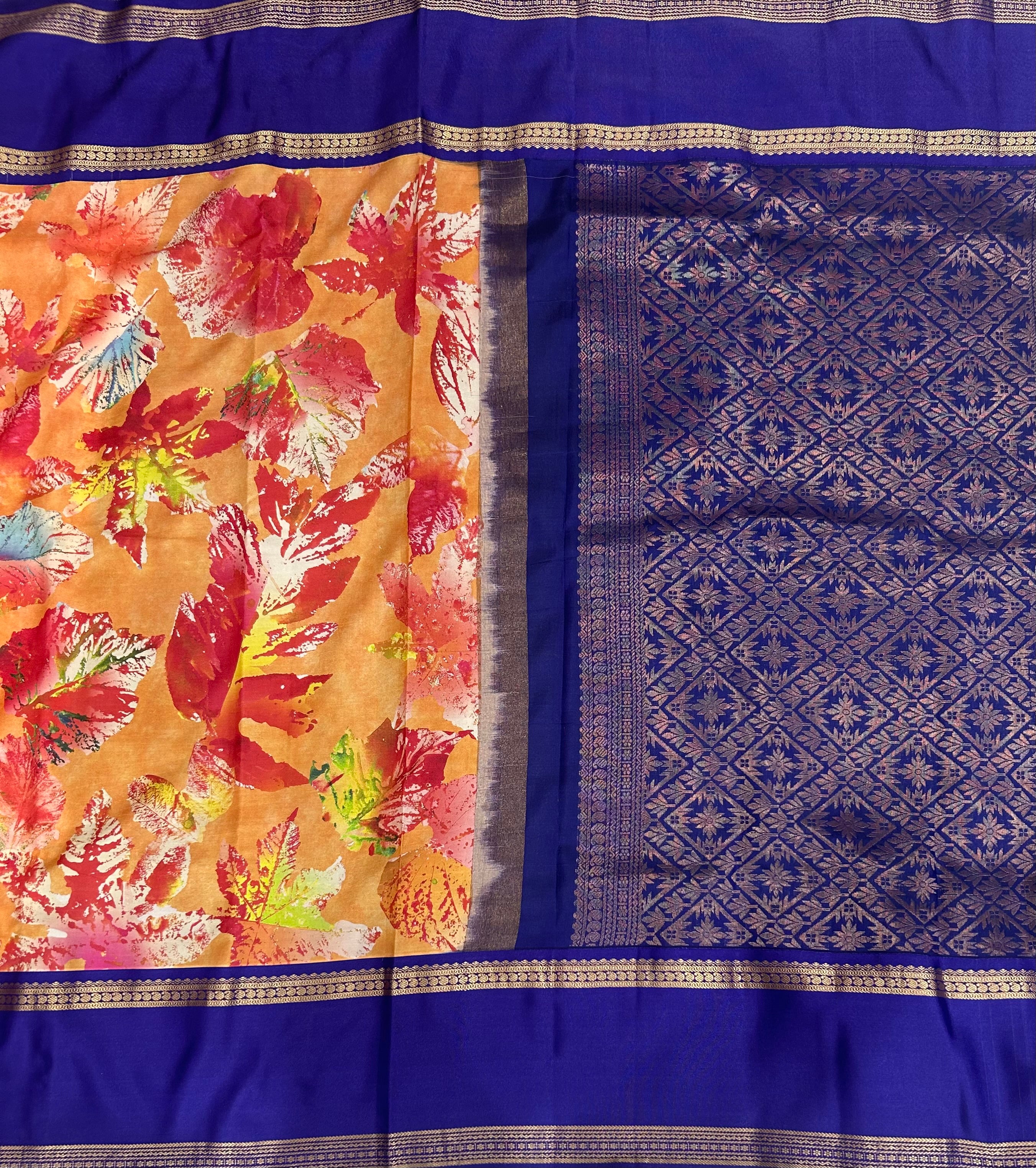 Light orange  printing mistake 103 saree