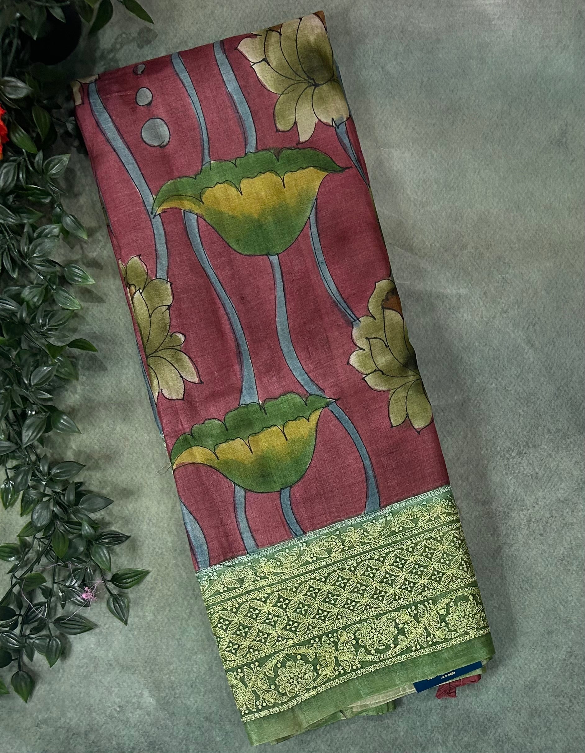 (Maroon pure handloom  tussar silk-12 saree