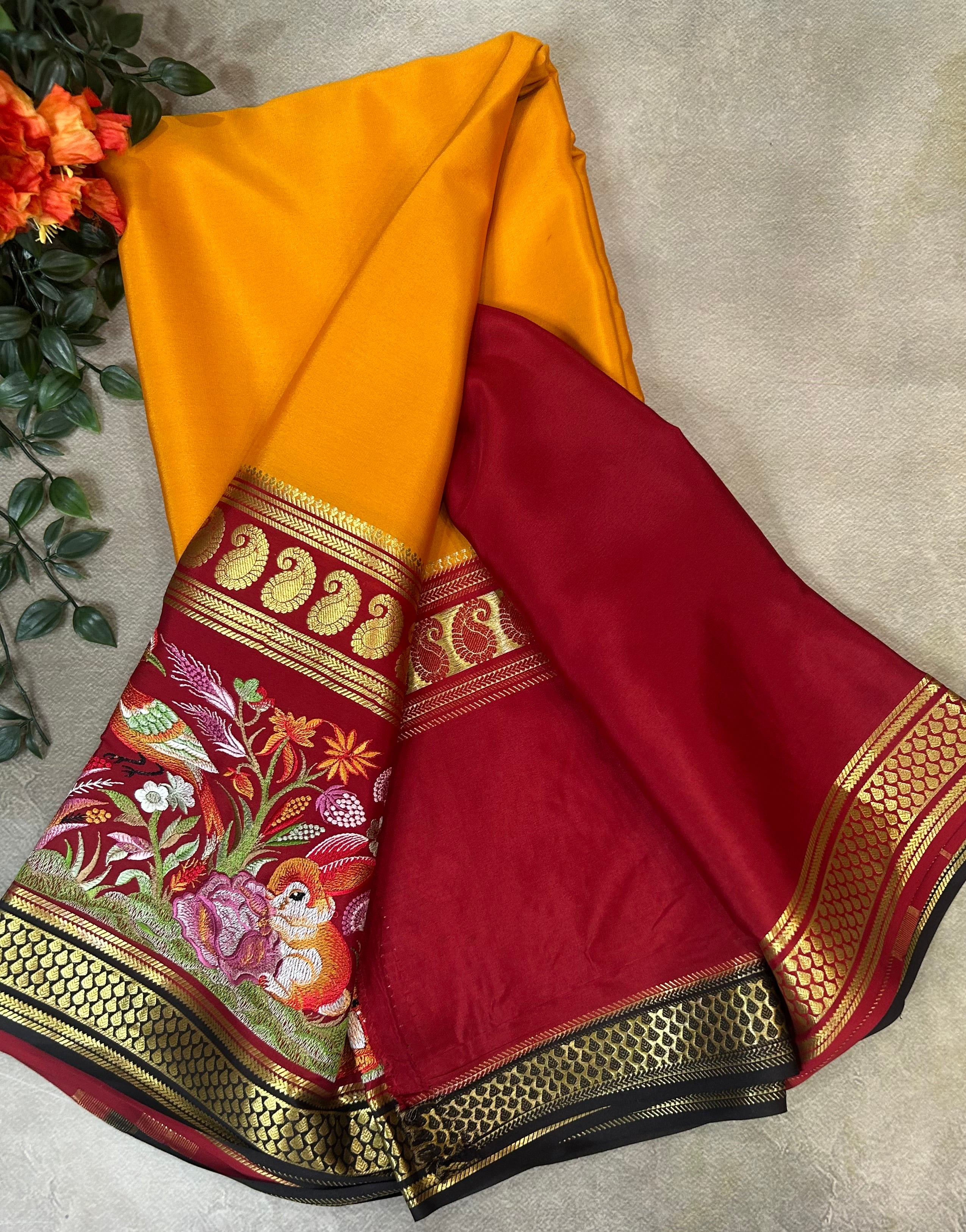 3D embroidery pure mysore silk-104 saree