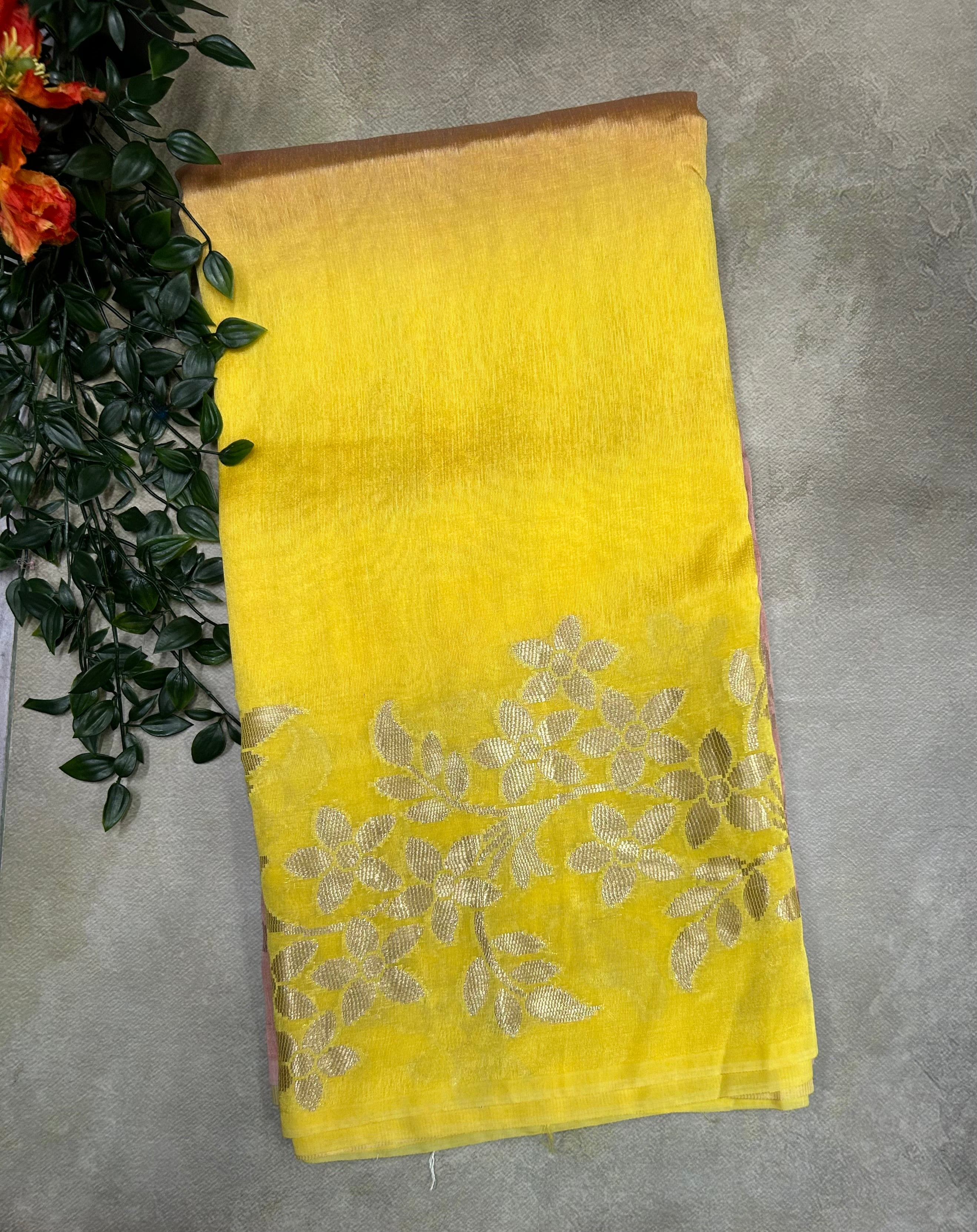 Rankart floral border semi Tussar saree