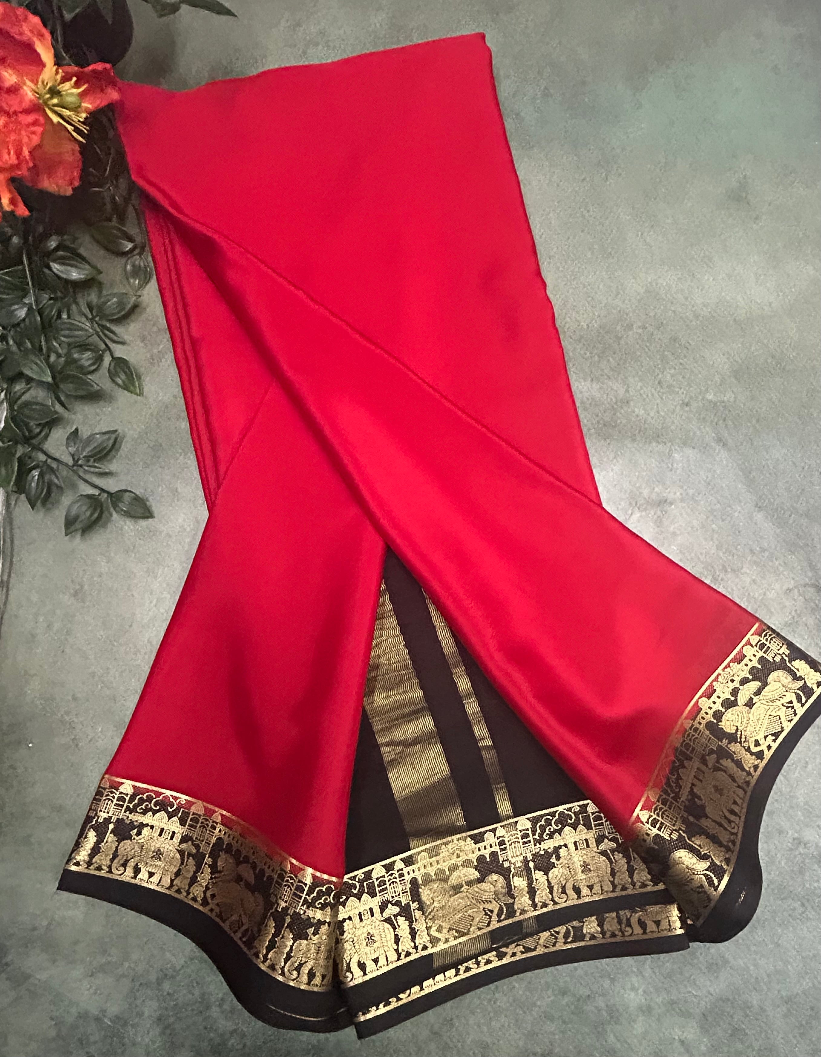 Rashmika Mandanna red n black pure mysore silk-103 saree