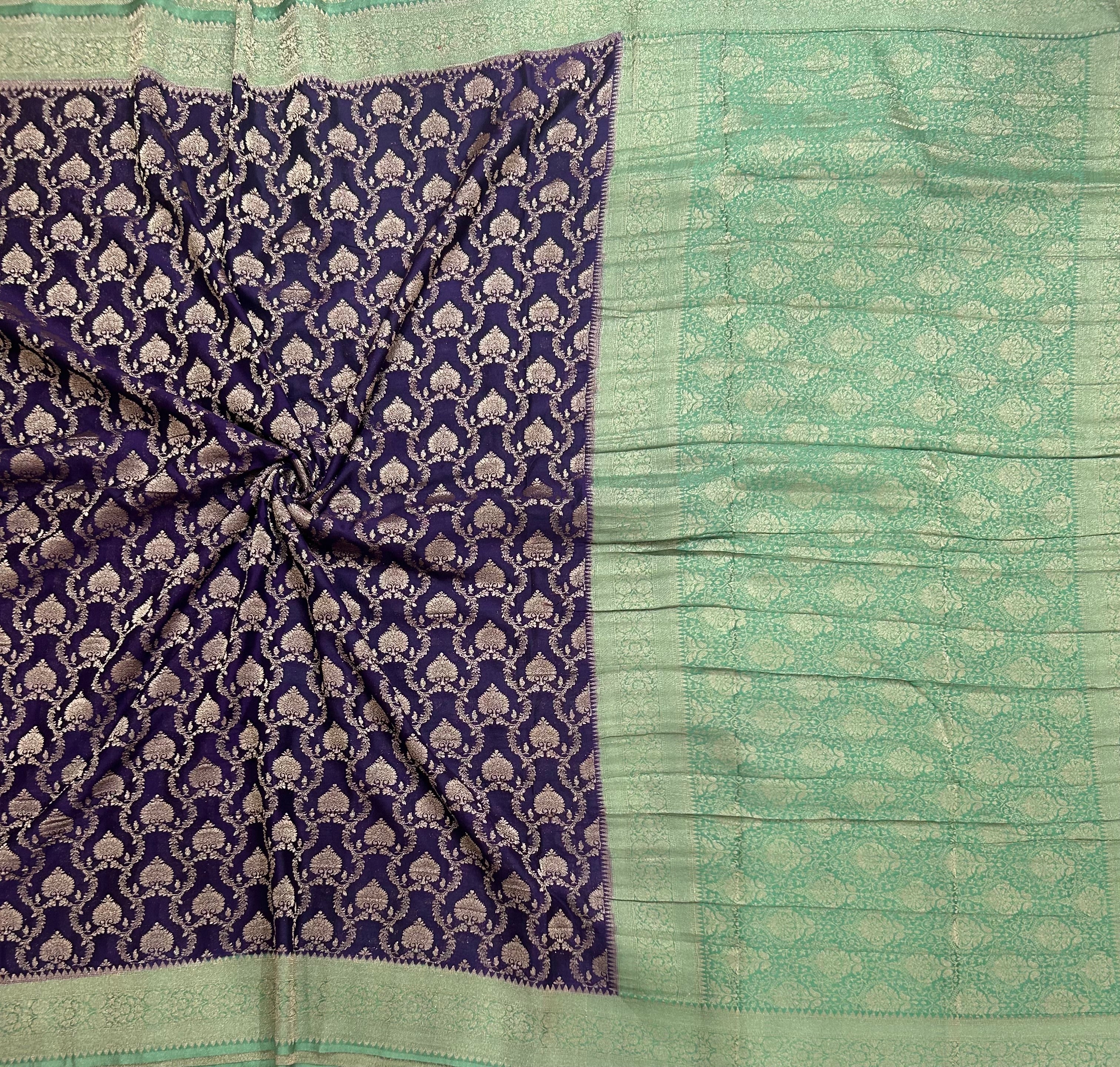 Purple contrast Jaal brocade semi georgette 104 saree