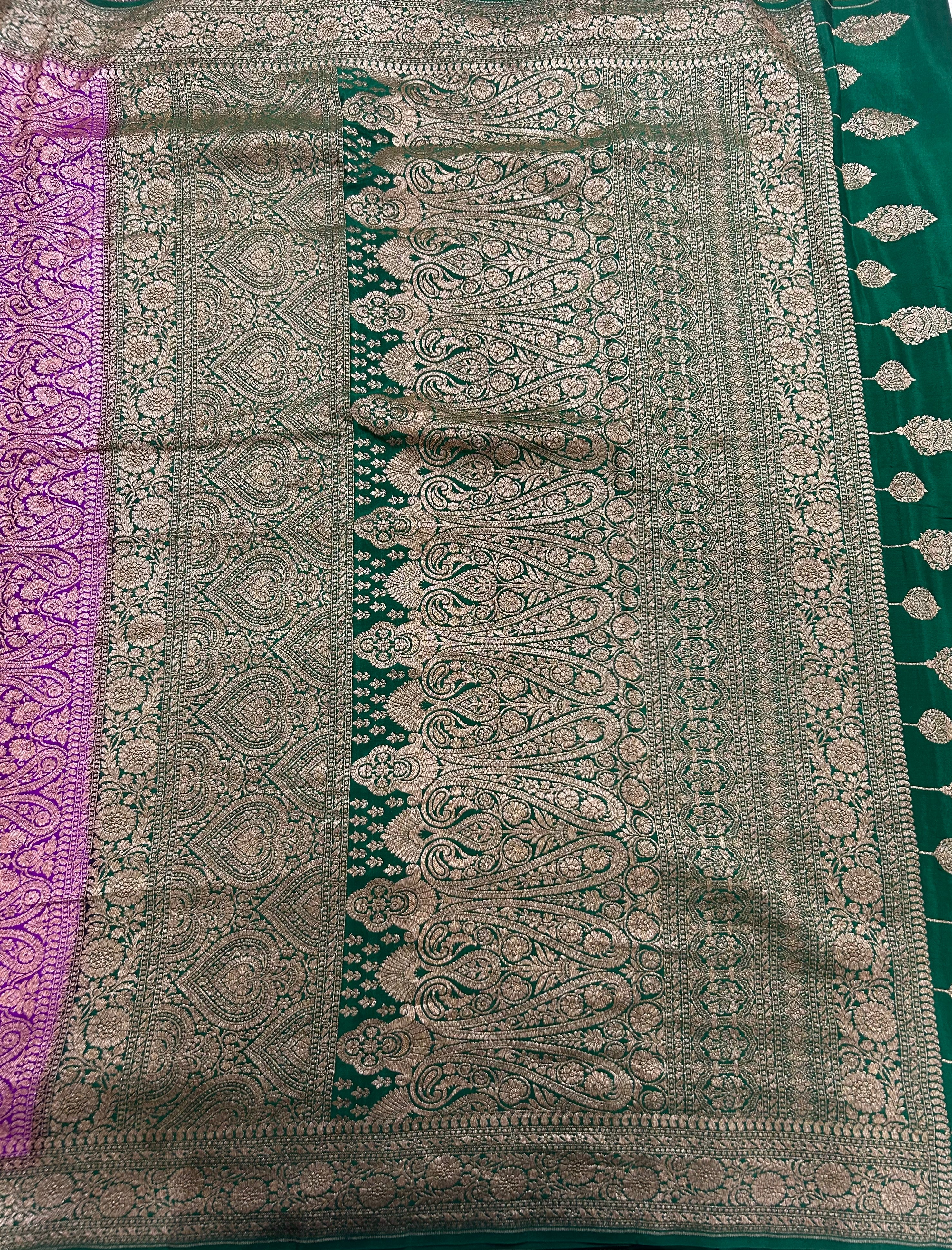 Purple small Butta pure Benarasi crepe 106 saree