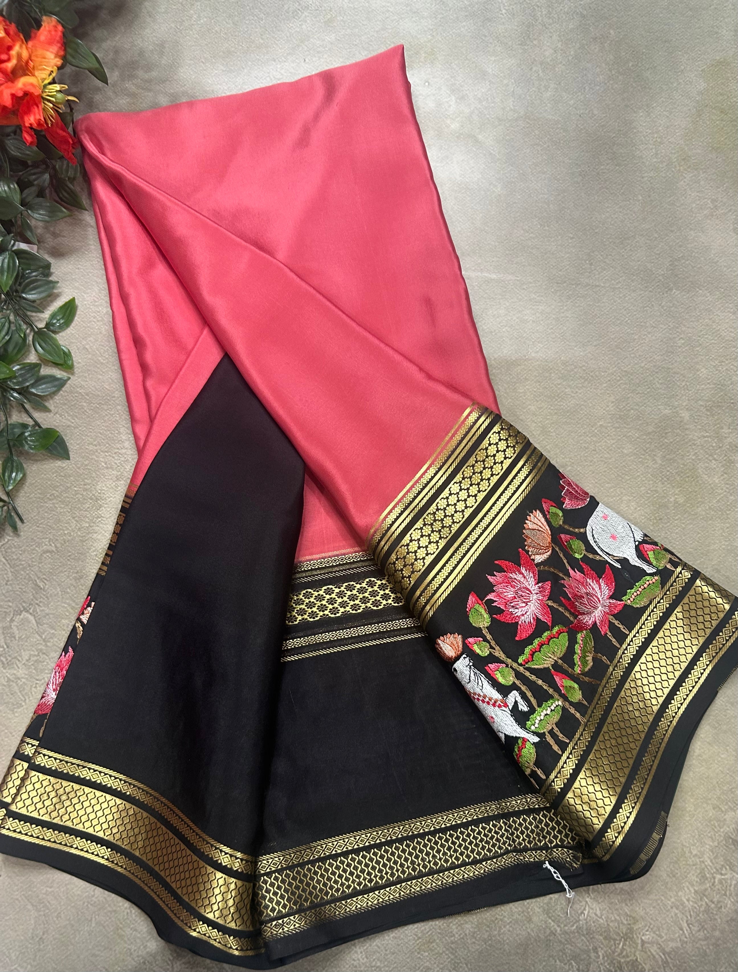 3D embroidery pure mysore silk-105 saree