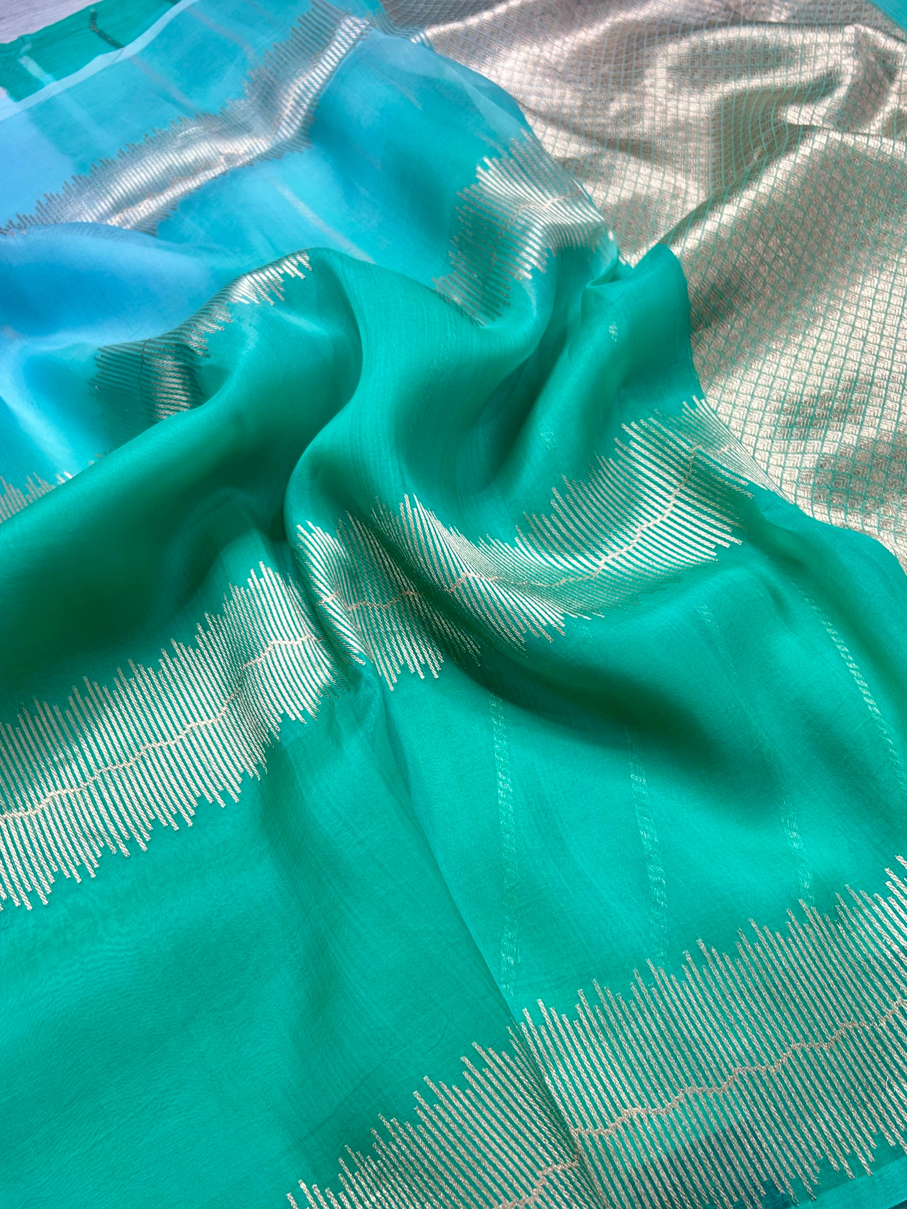 Multitone pure kora 104 organza silk saree