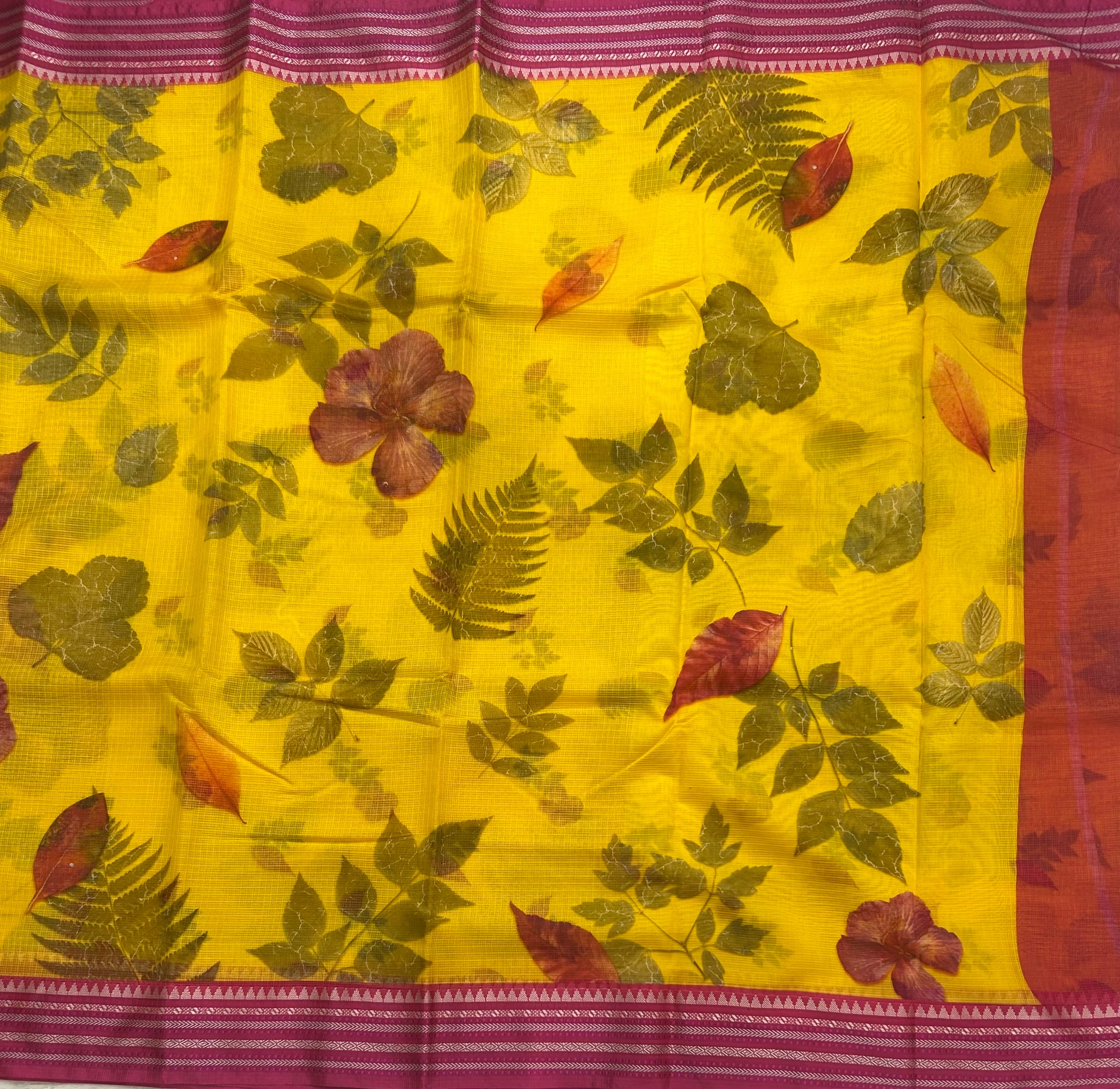 Yellow digital print Kota checks 105 saree