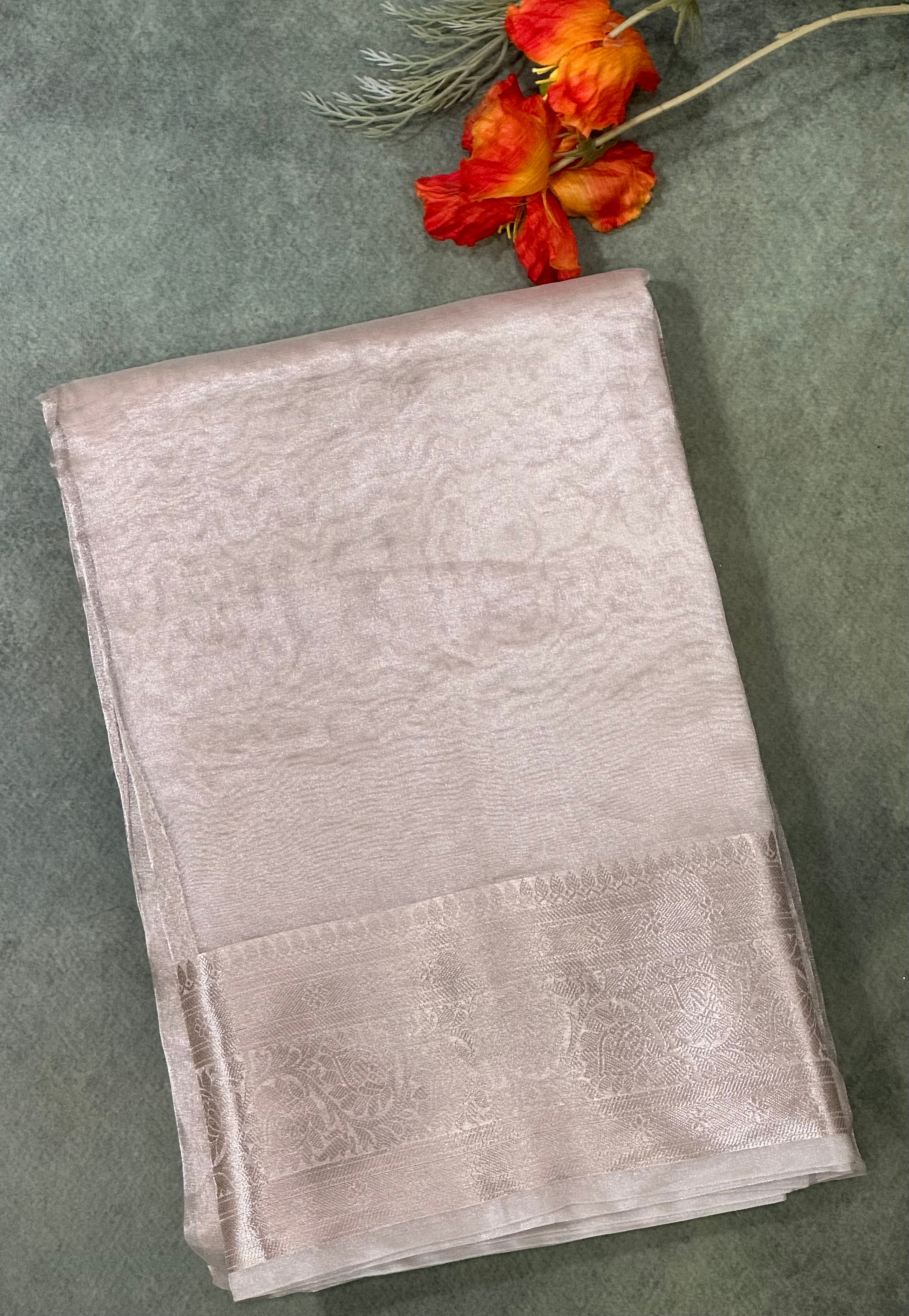 Silver 01 plain pure tissue saree