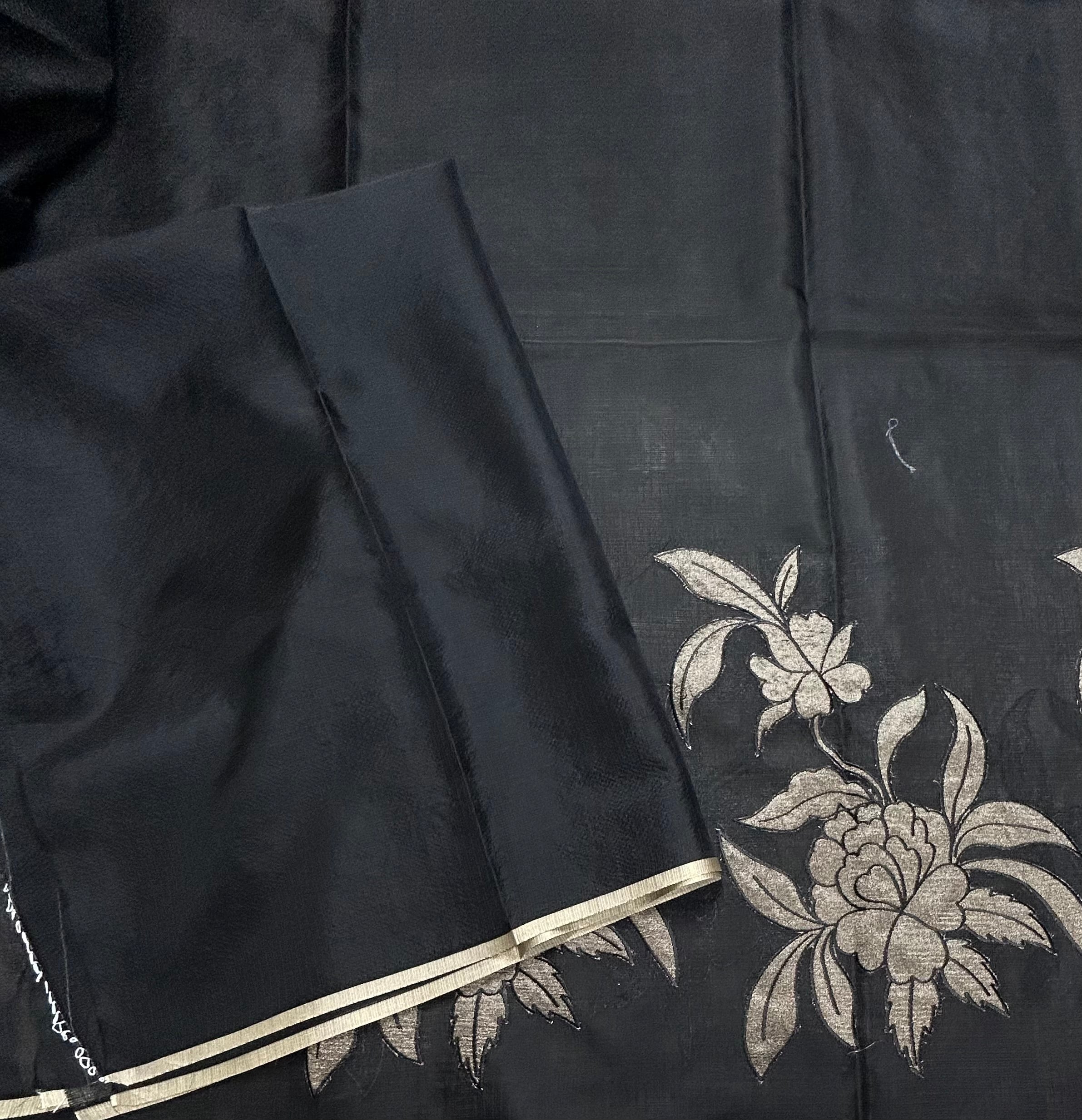 Black kota checks appliqué work 106 saree