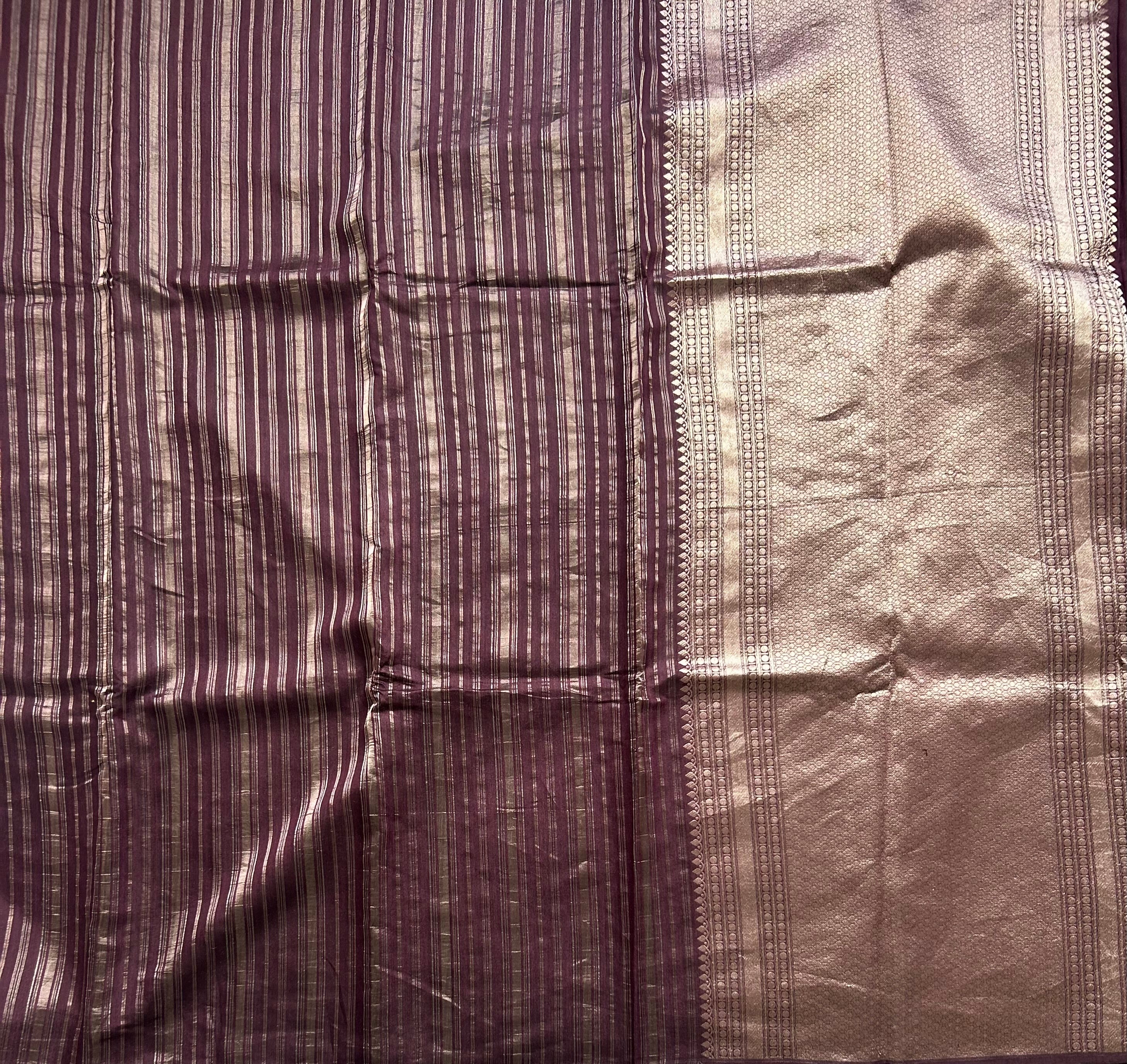Dark wine stripes pure organza tissue 103 saree