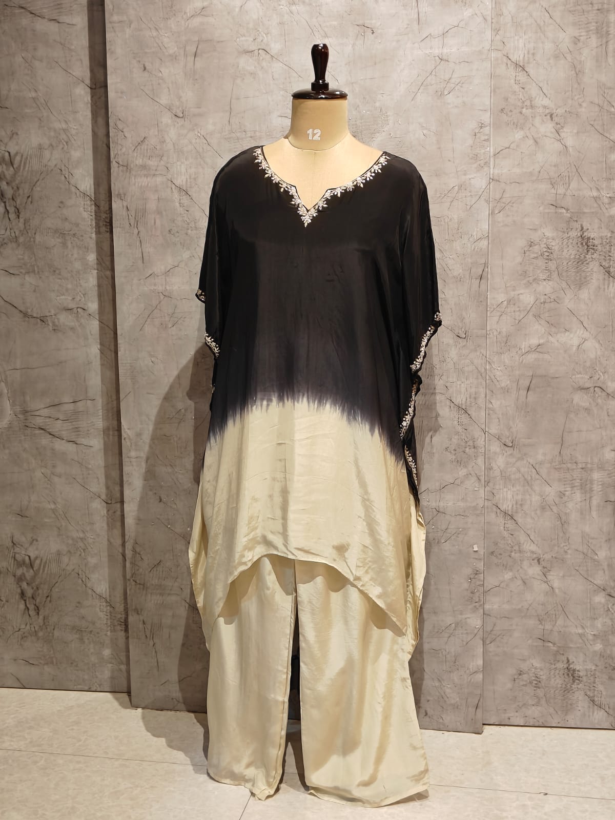 "Kafthan " Black And Cream Kafthan handwork party ware Kurtha