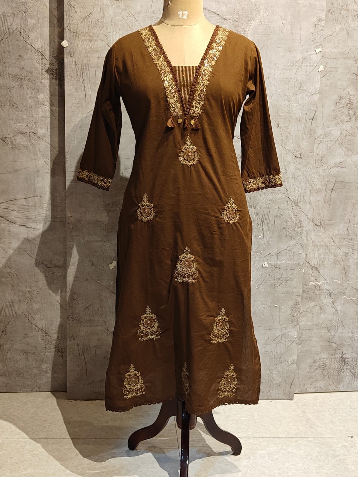 Brown  Cotton Anarkali Kurtha  151