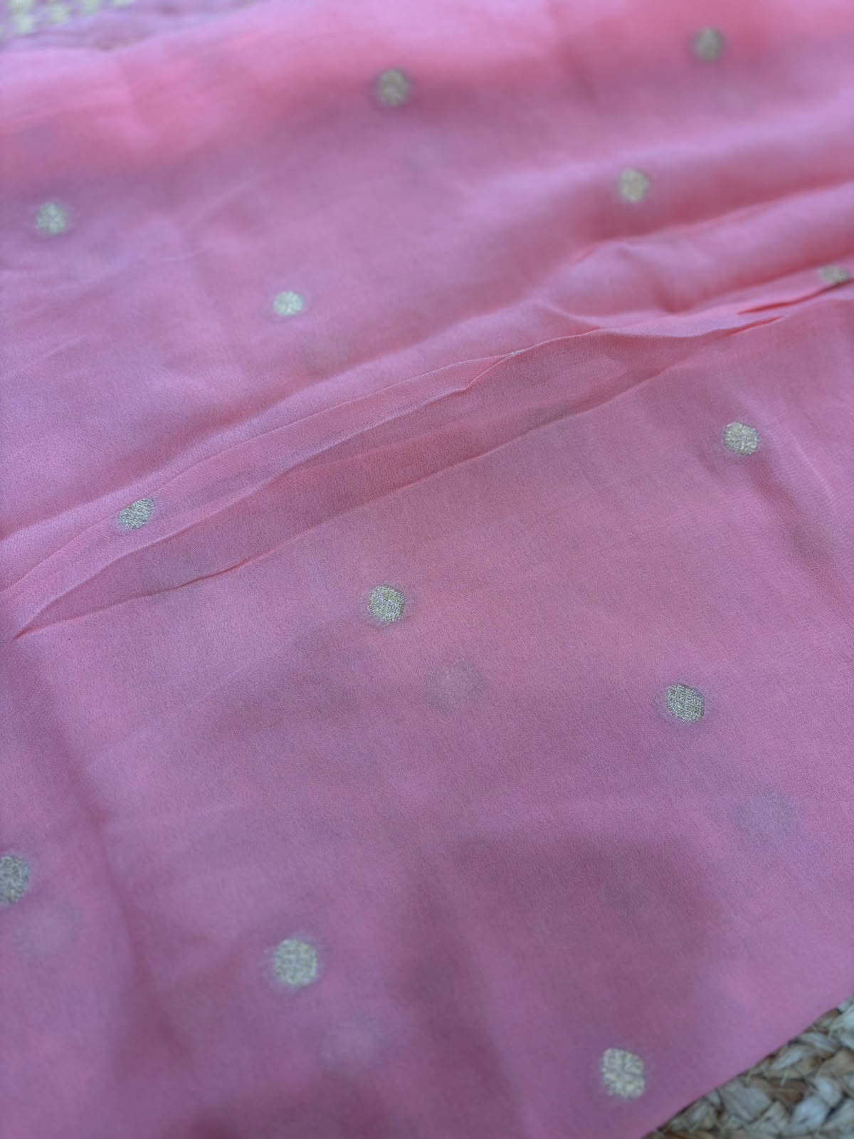 Peach Pure georgette Banarasi Dress Material
