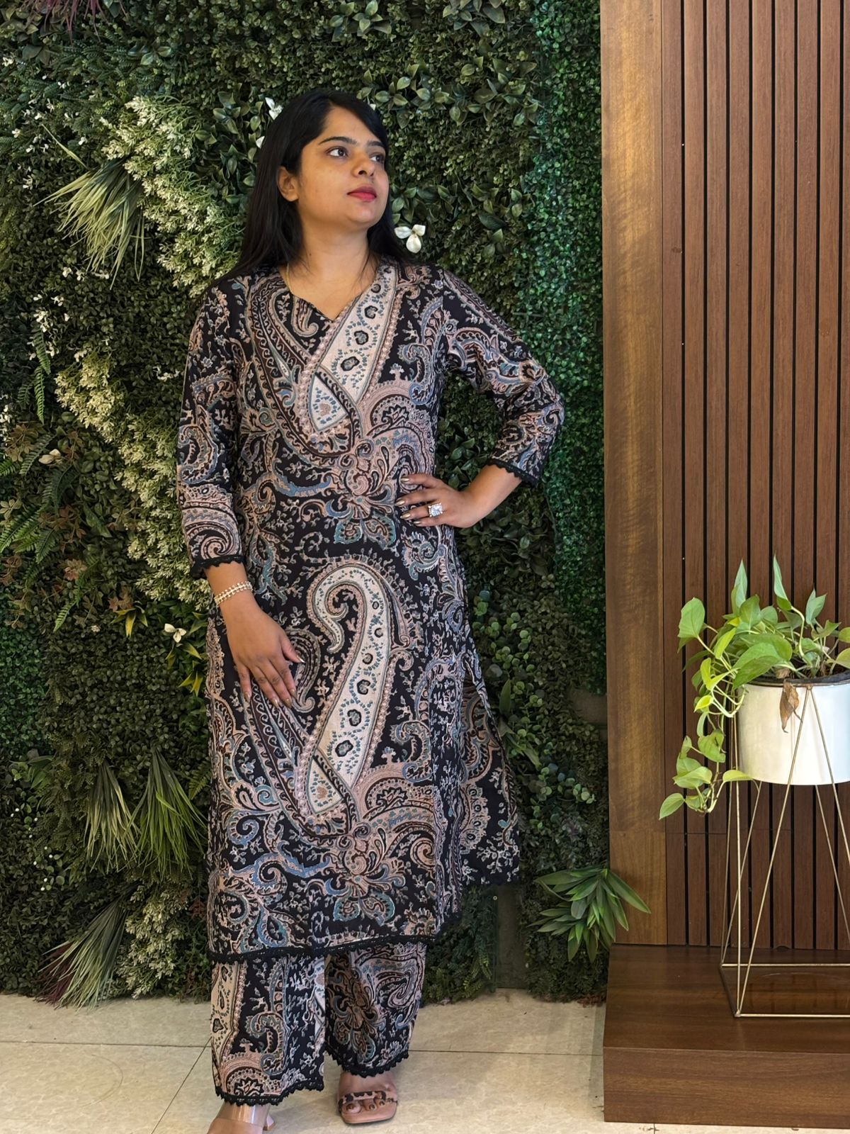 "KALI" Newy blue Kalamkari Mul Cotton Cord Set Kurtha