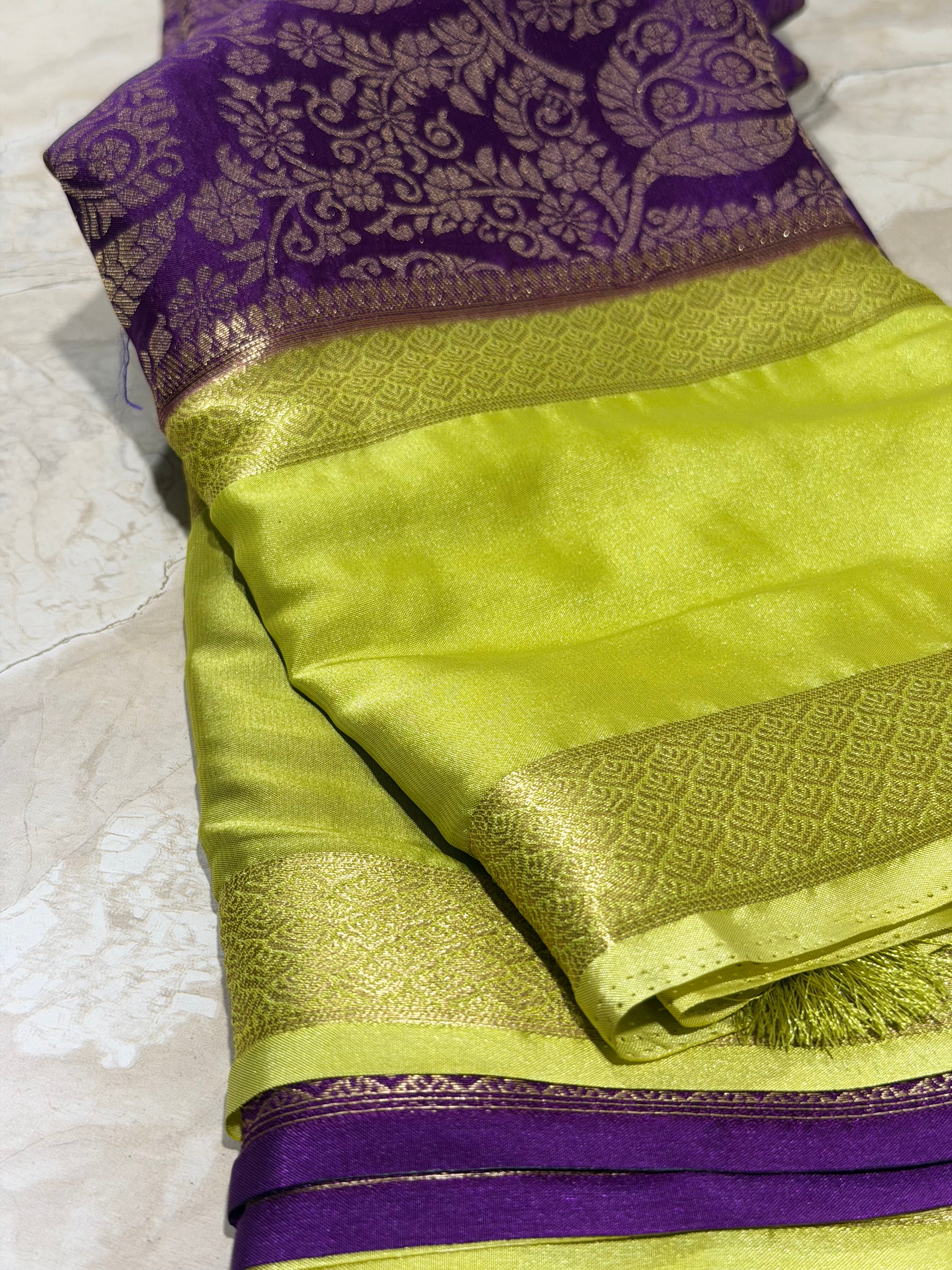 Purple Brocade Semi Mysore Silk Saree 108 (Copy 5)