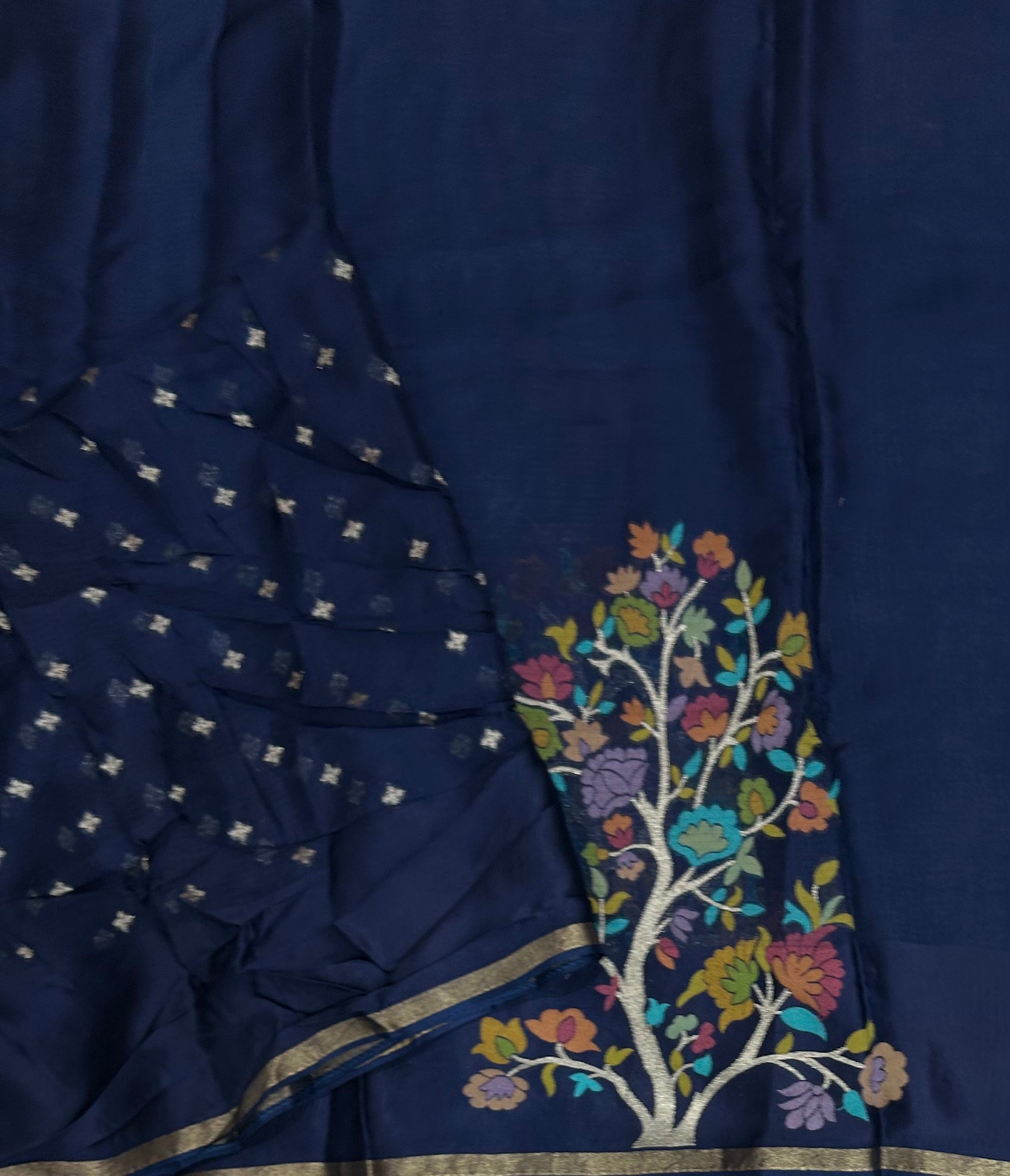 Navy blue silk Kota checks 104 saree