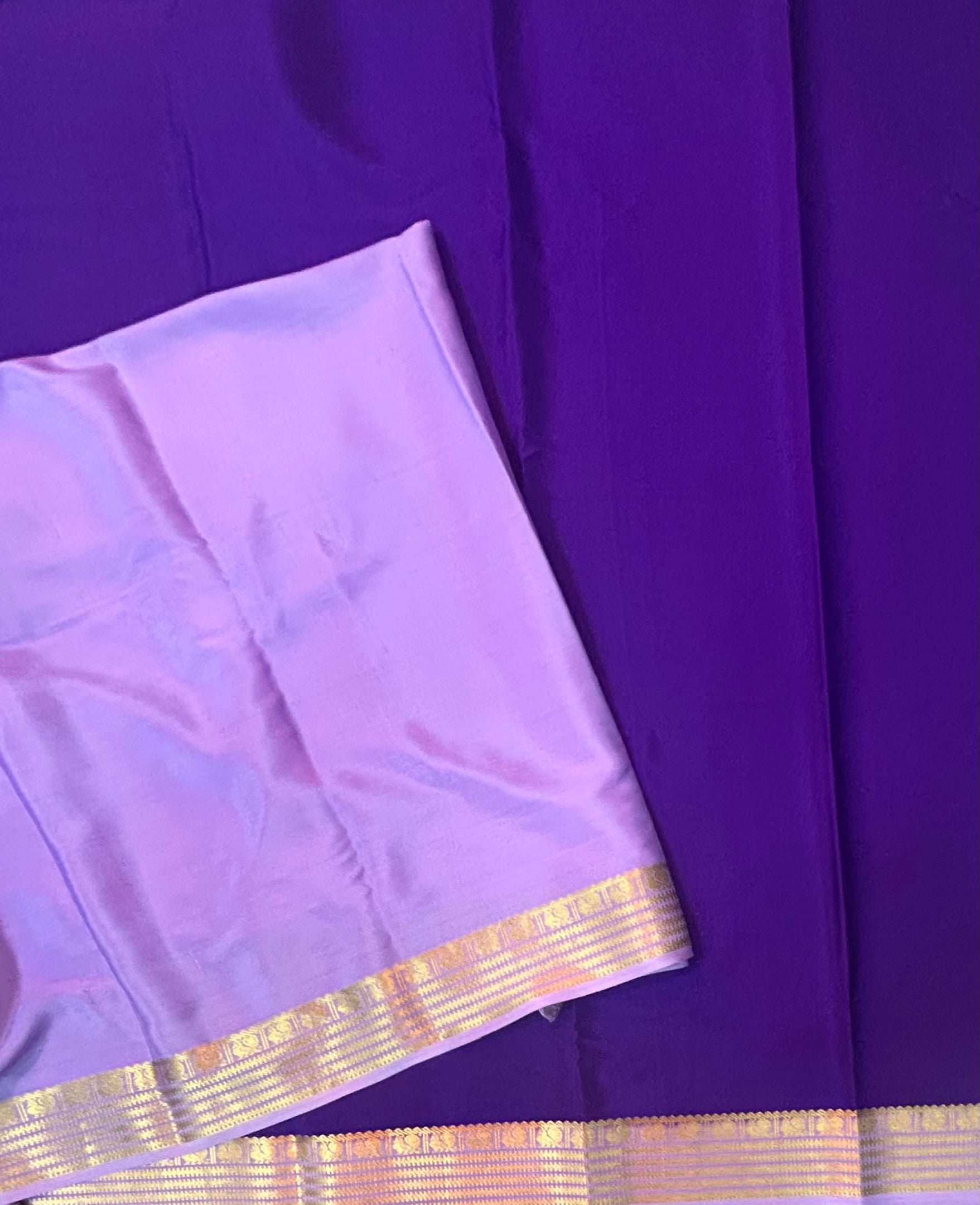 Purple n lilac stripes pure mysore silk-12 saree