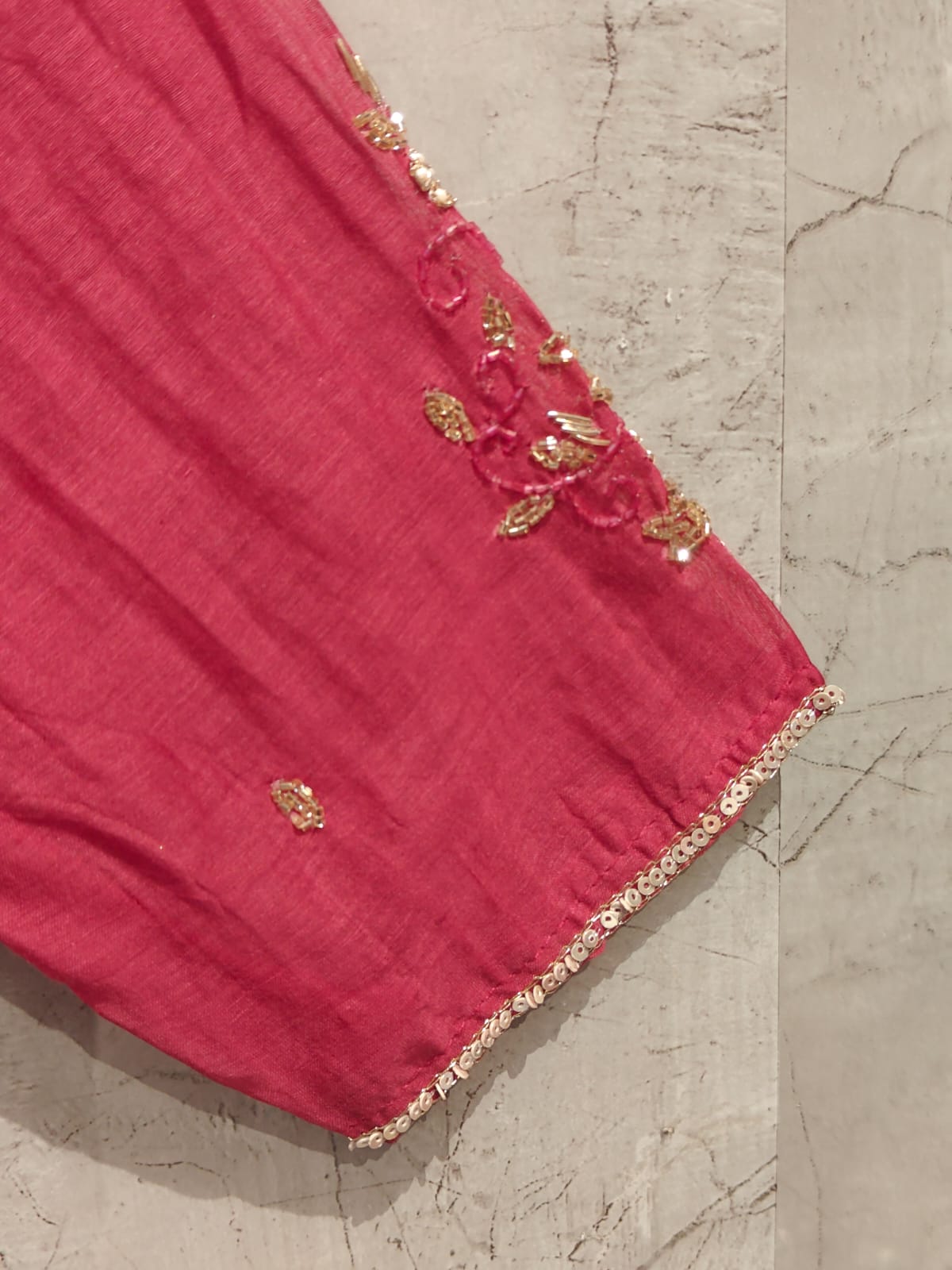 Pink Mul Chanderi Hand Embroidery Anarkali Kurtha 228