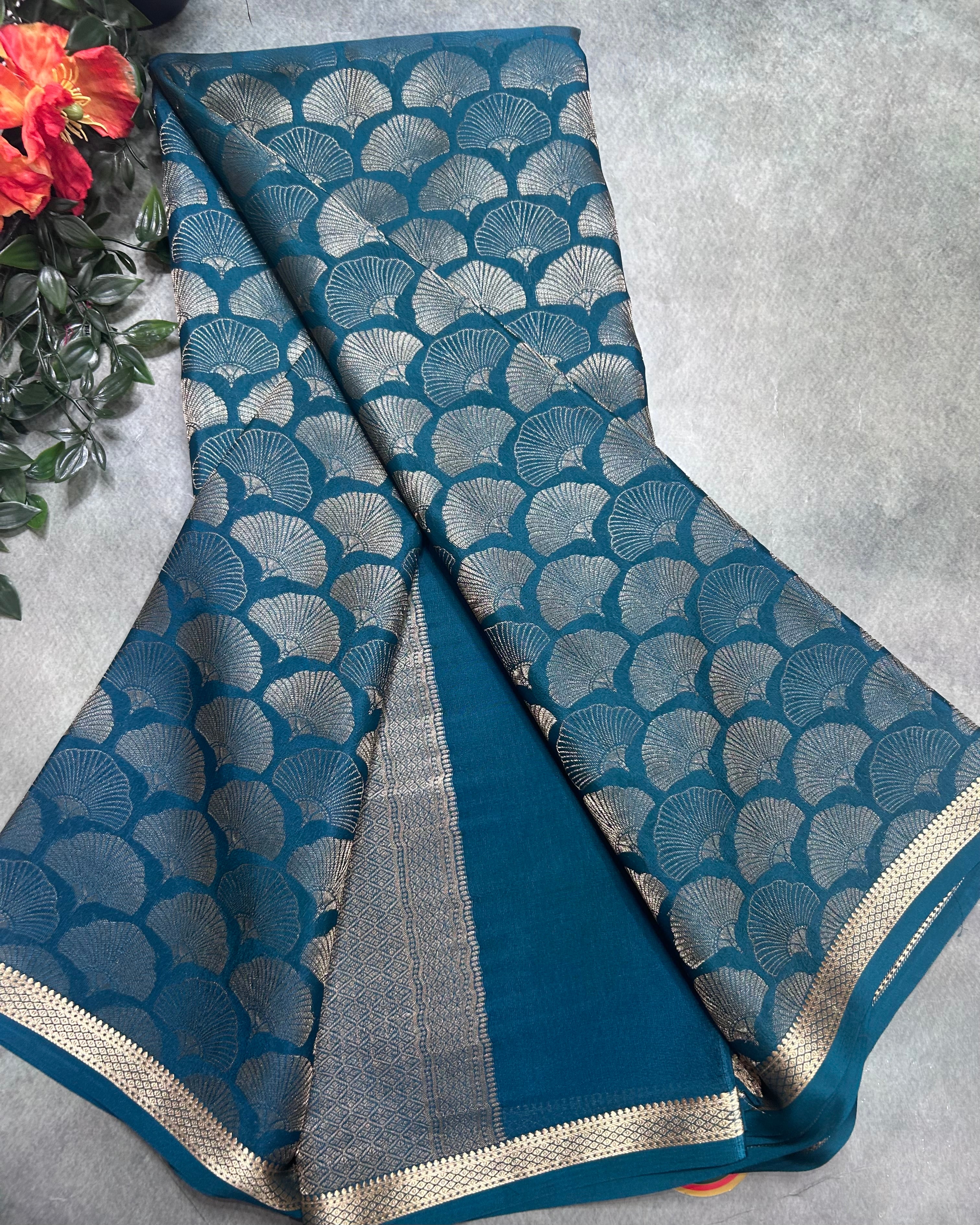 Rama green brocade Pure Mysore Silk 106 Saree