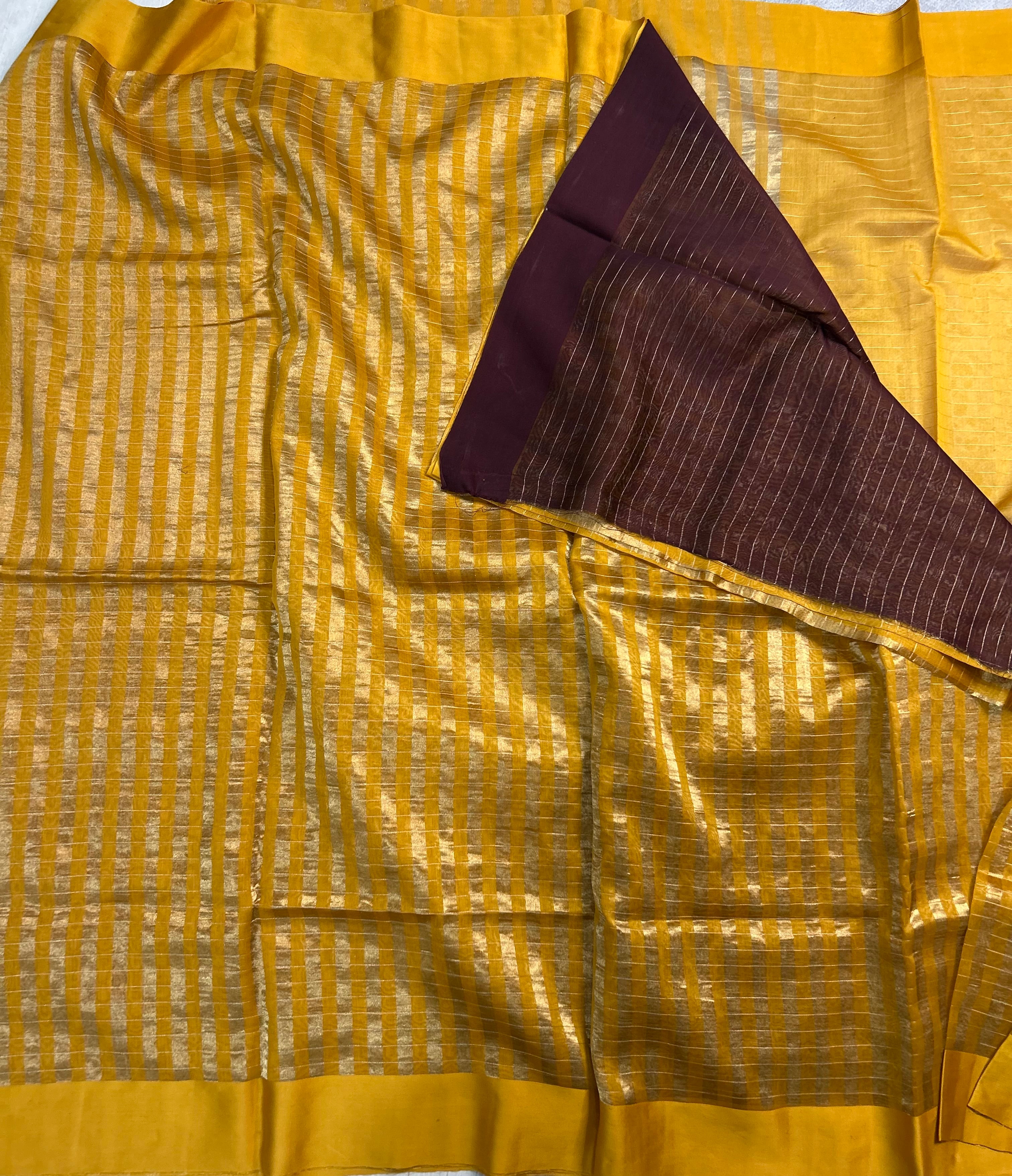 Yellow Pure organza tissue saree 101