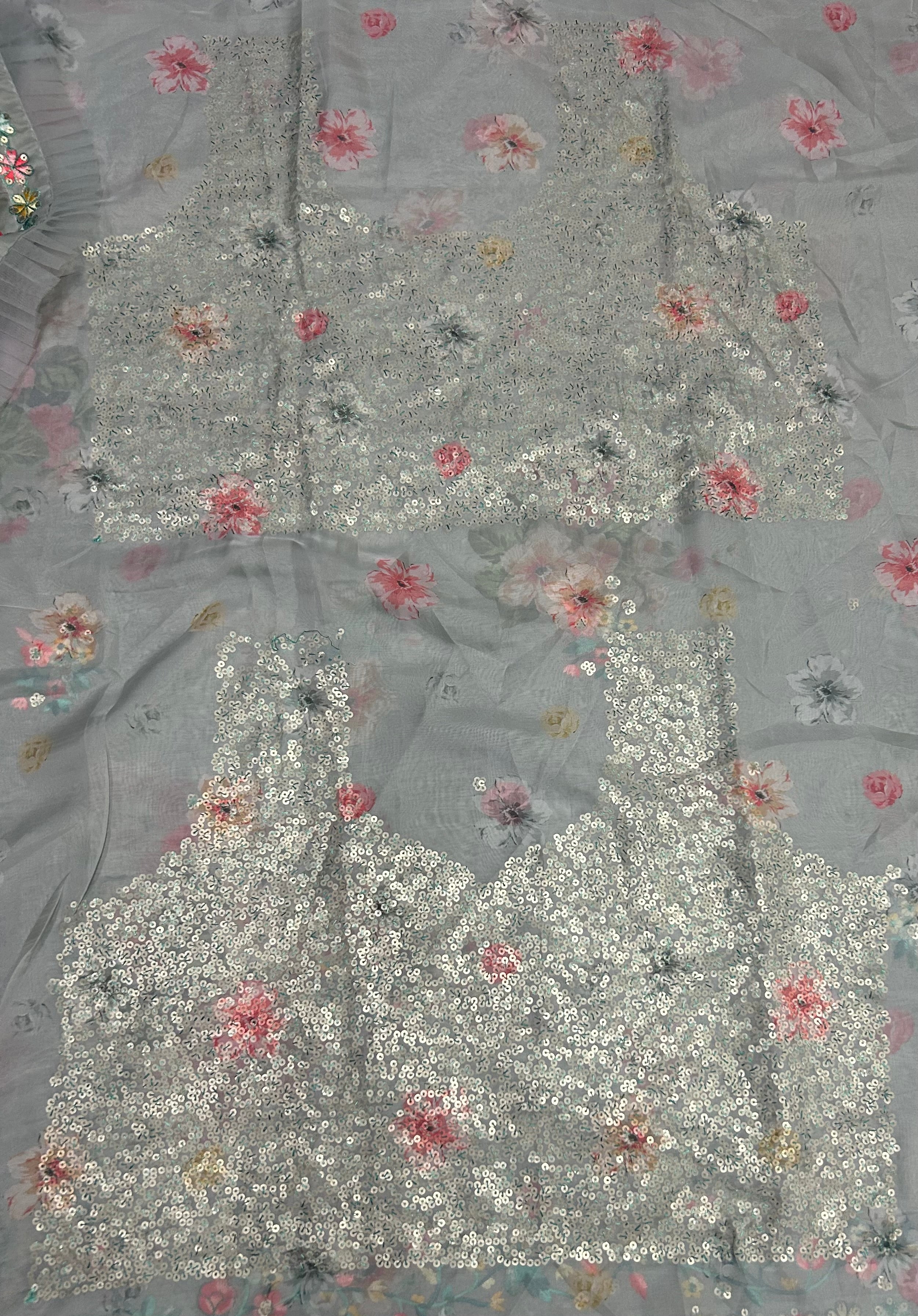 Pastel green embroidery border party wear saree