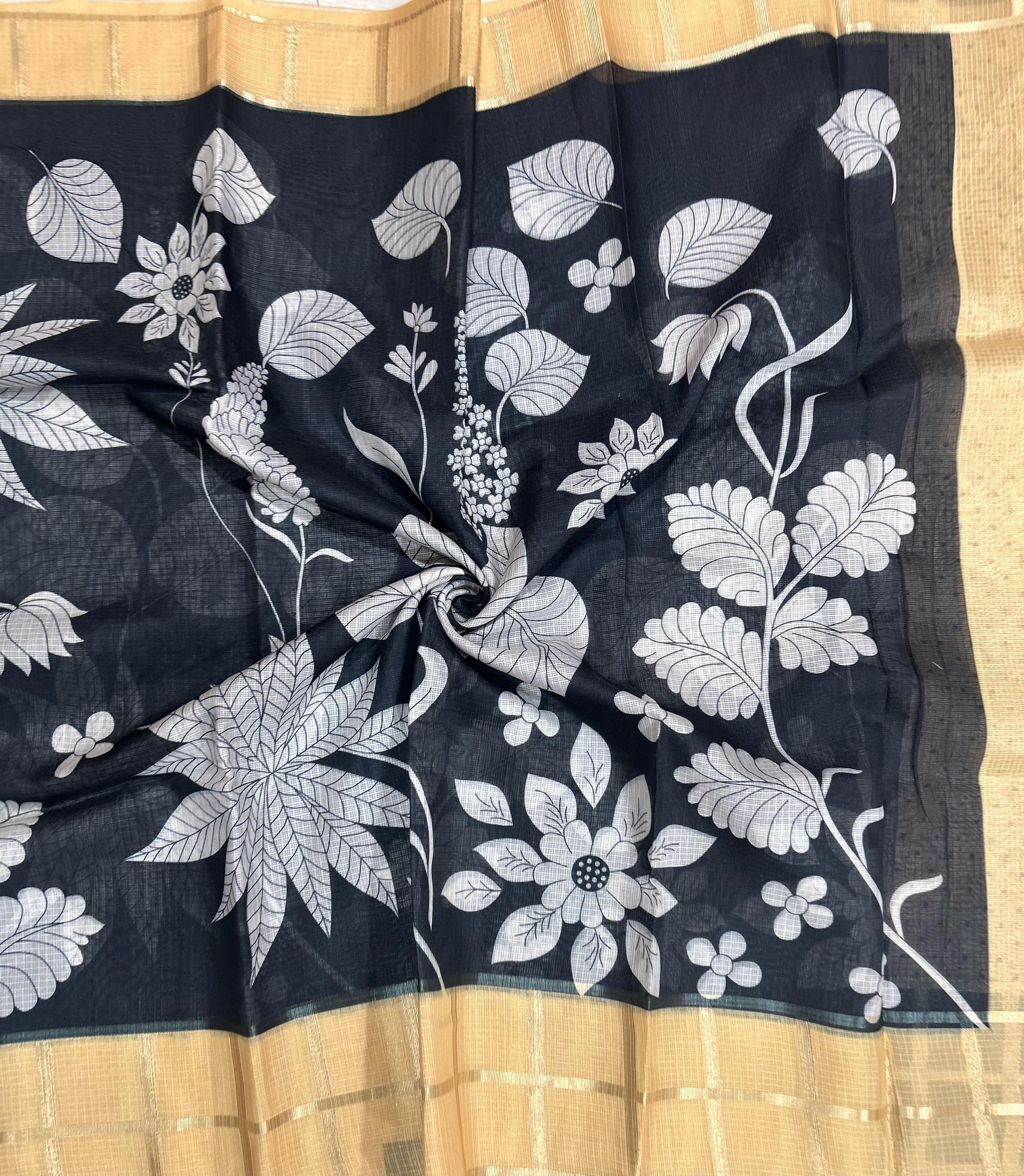 Black n peach Kota checks 103 saree