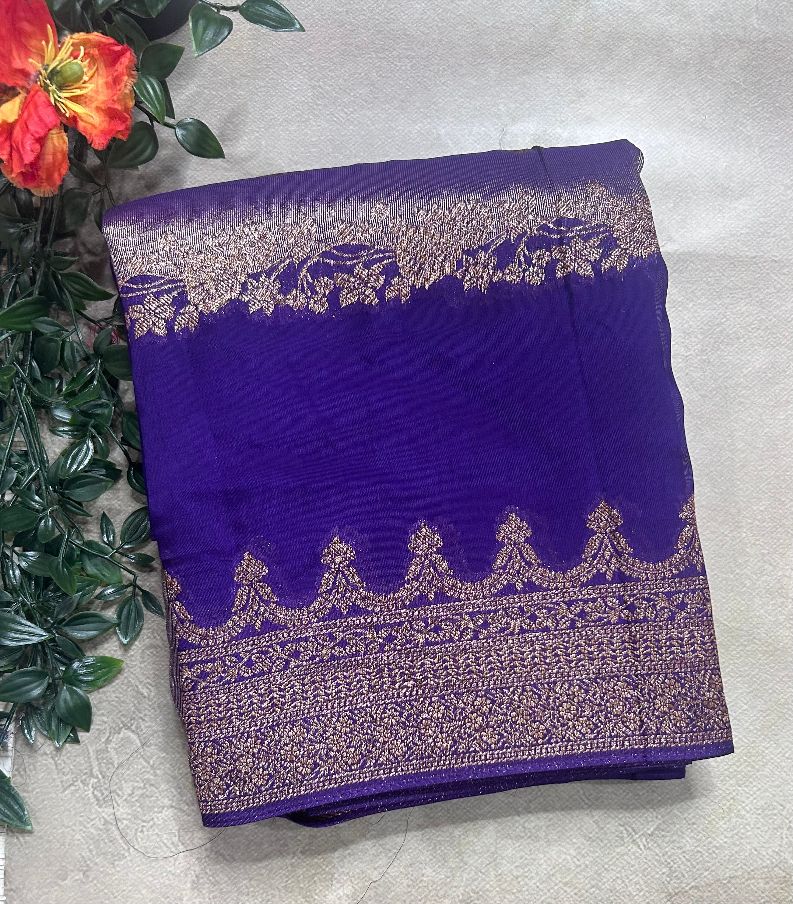 Purple brocade tussar georgette crepe 106 silk saree