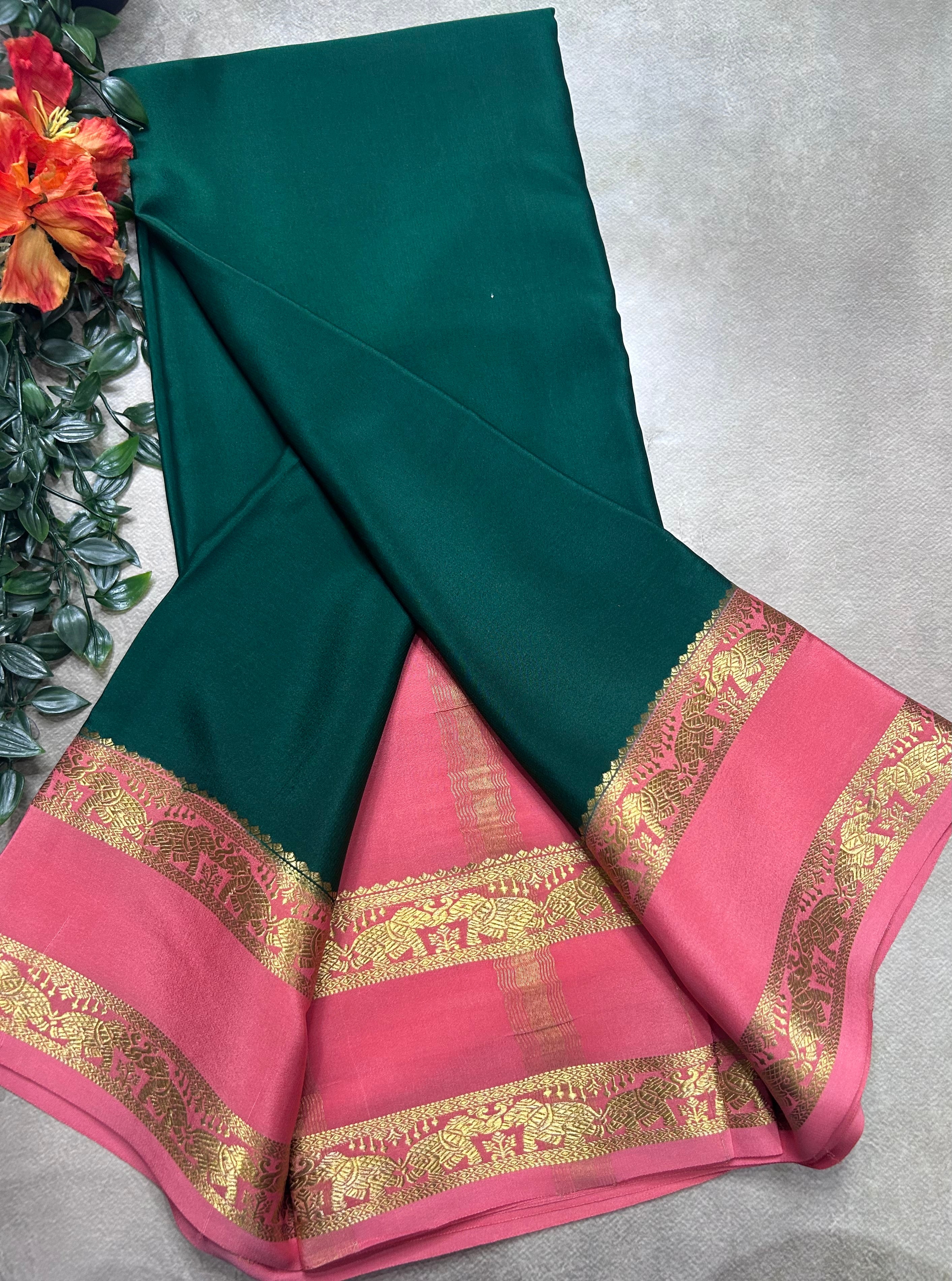 Pastel bentex border pure mysore silk saree(MSC106)