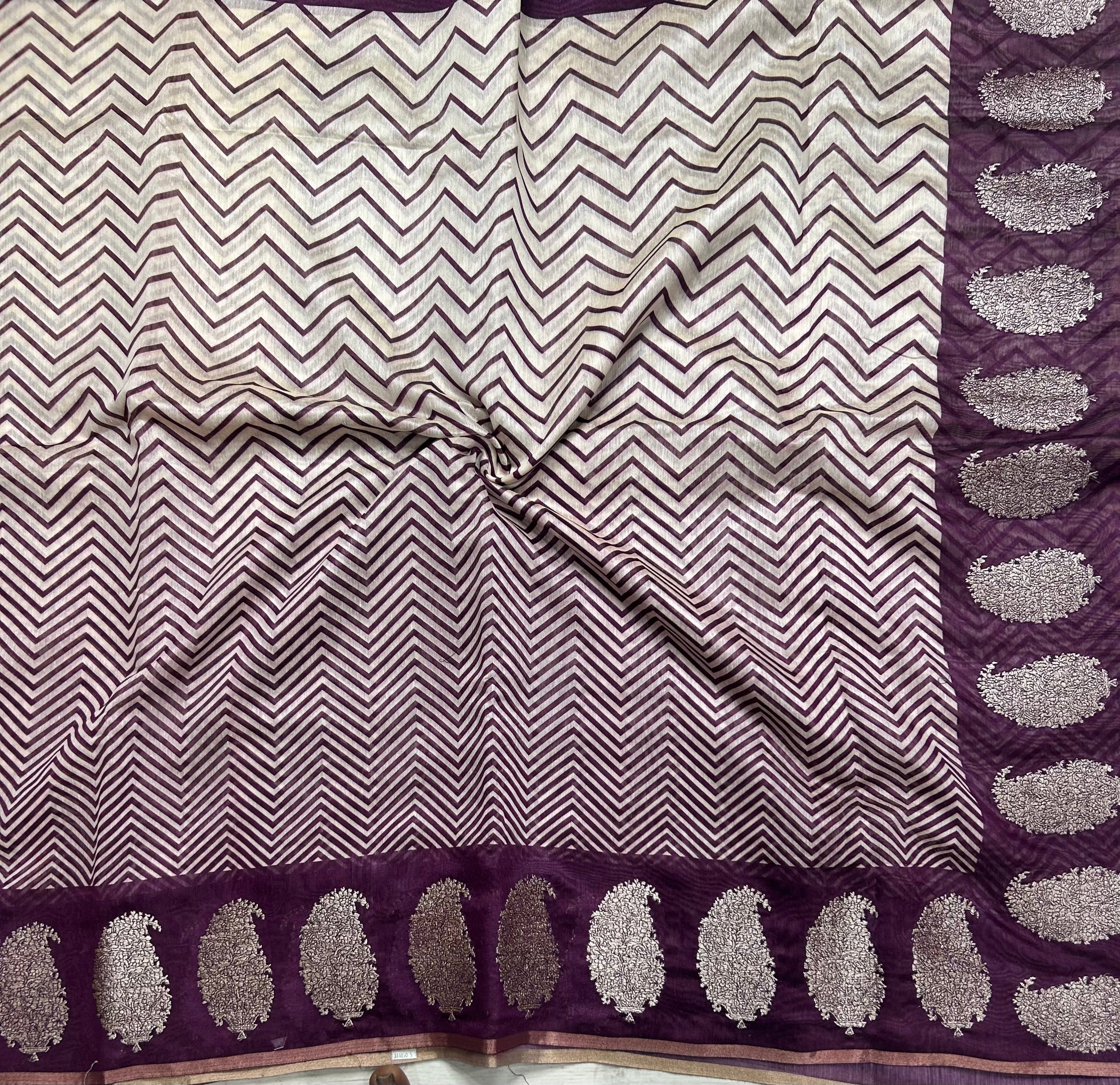 Wine border Butta soft Chanderi 105 saree
