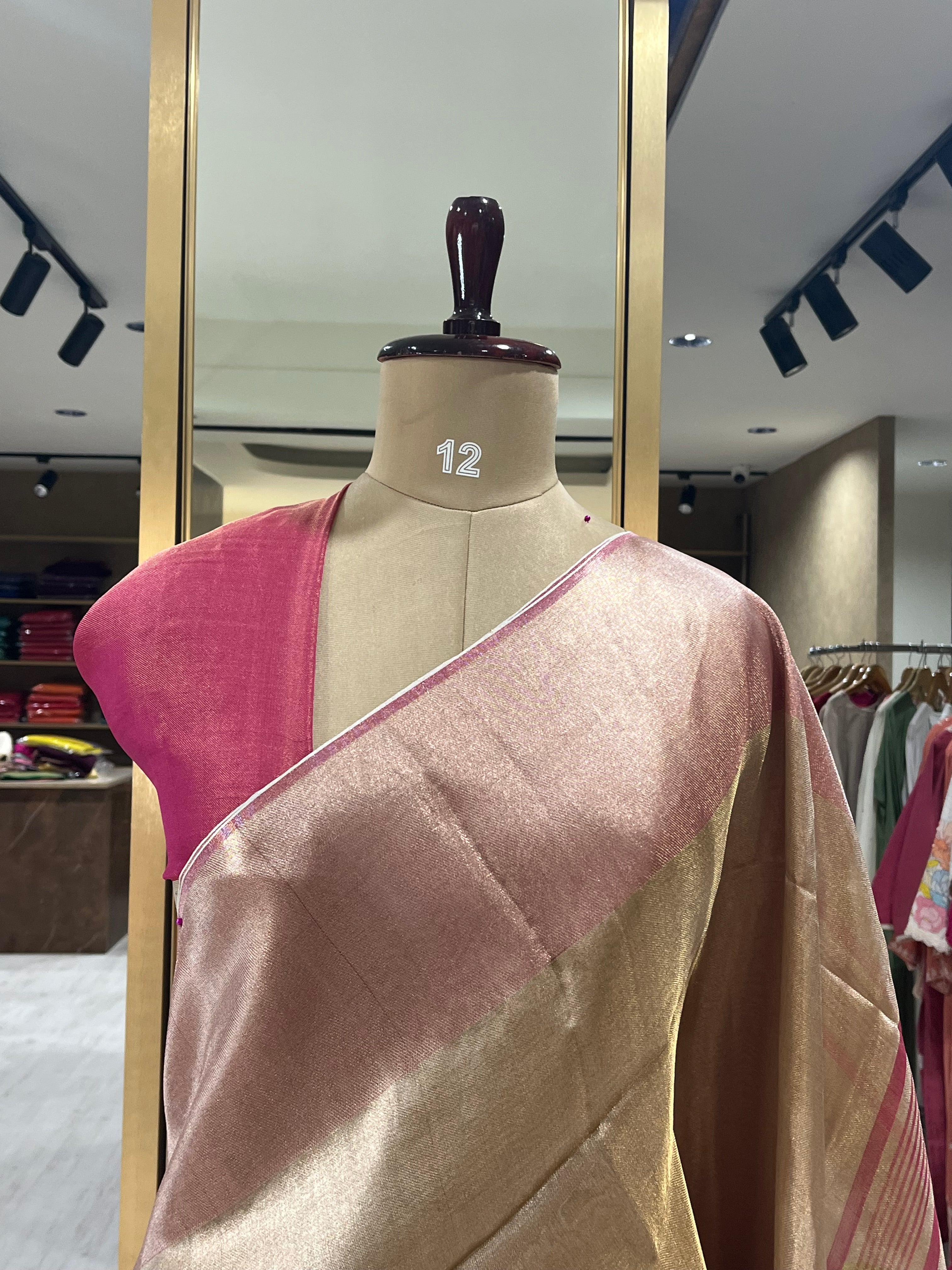 Pink pure linen tissue silk-09 saree