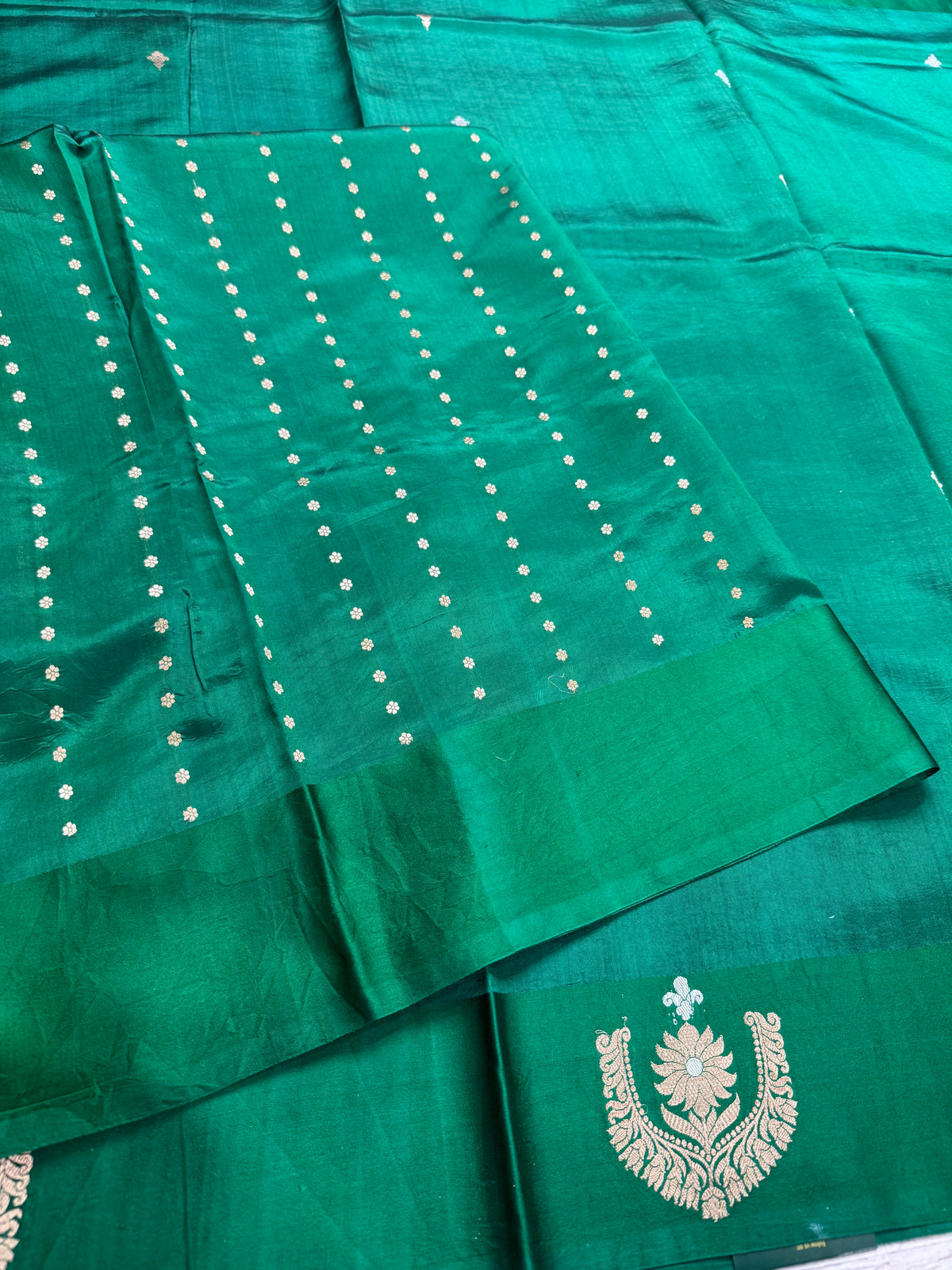 Bottle green benarasi lightweight silk 111 saree