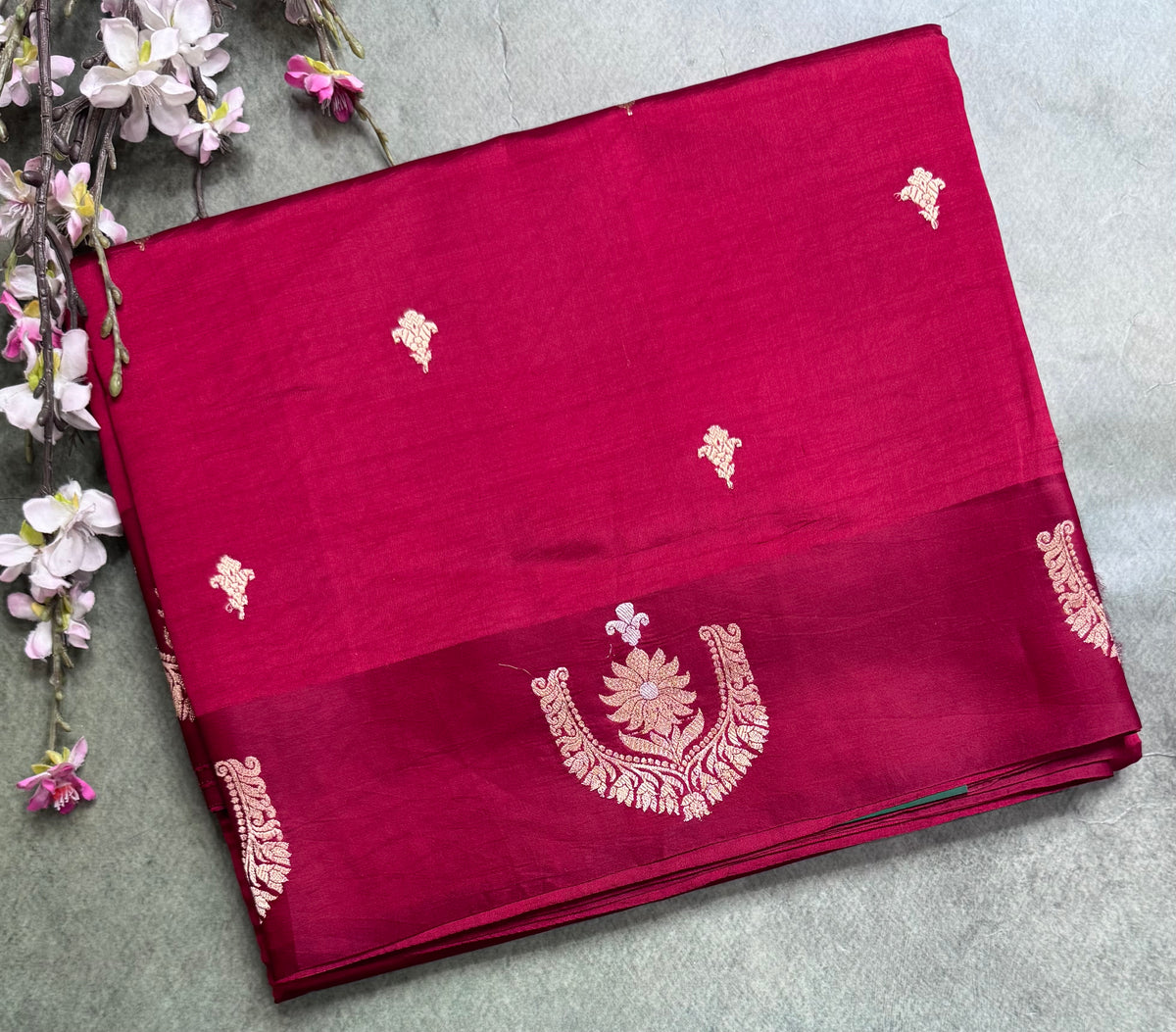 Reddish maron benarasi lightweight silk 111 saree