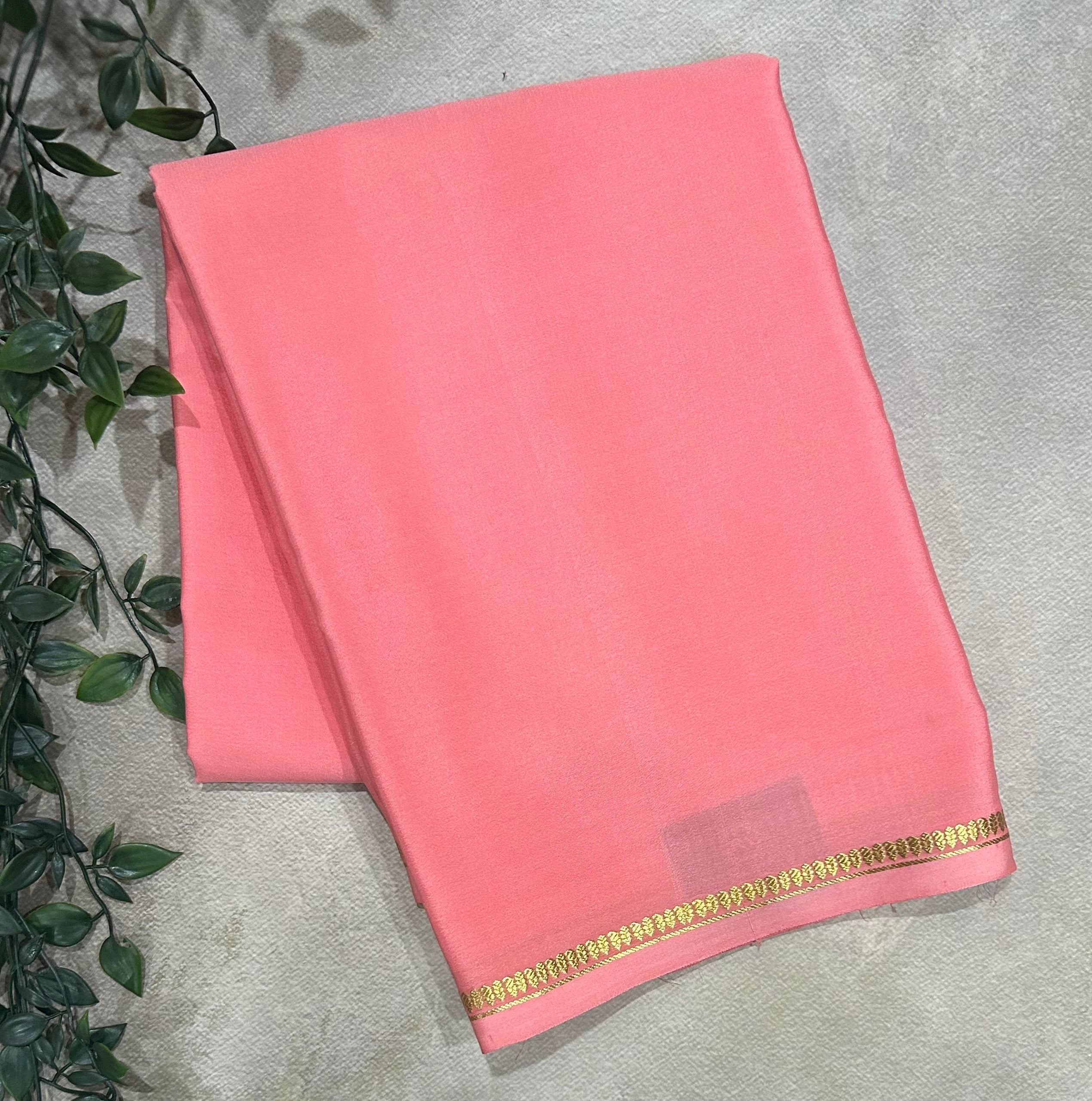 Pastel pink half inch border pure Mysore silk 102 saree
