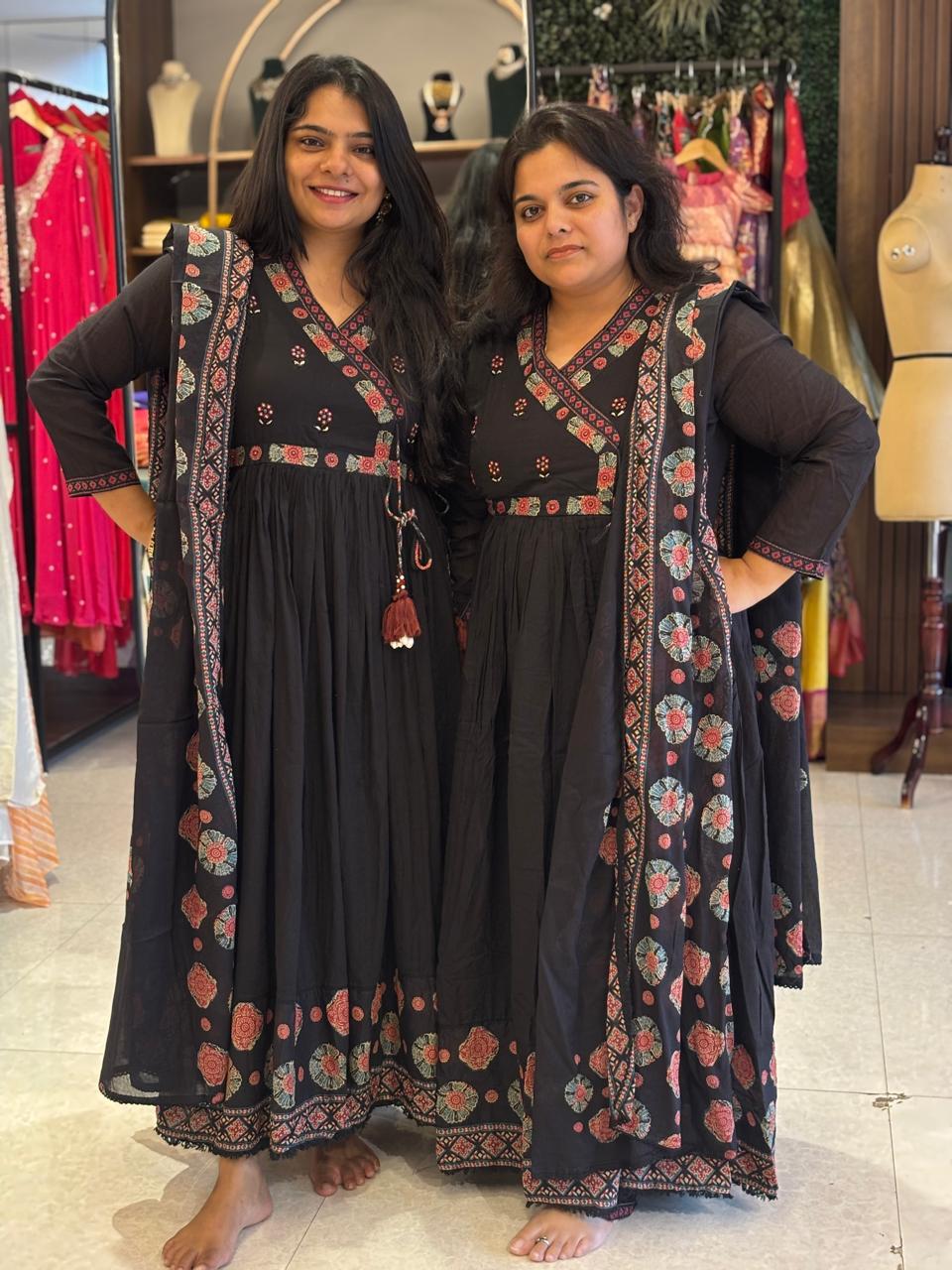 Black mul Cotton Anarkali  Kurtha 32